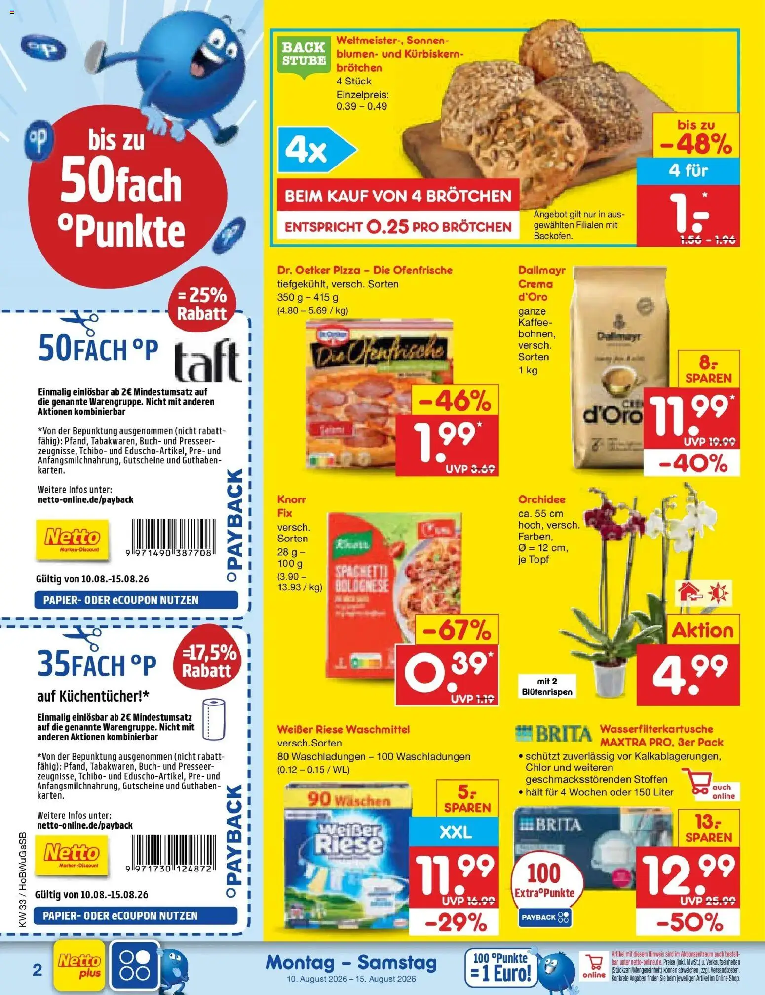 Netto Marken-Discount Prospekt – gültig ab 10.08.2026 | Seite: 2 | Produkte: Blumen, Knorr, Ofenfrische, Waschmittel
