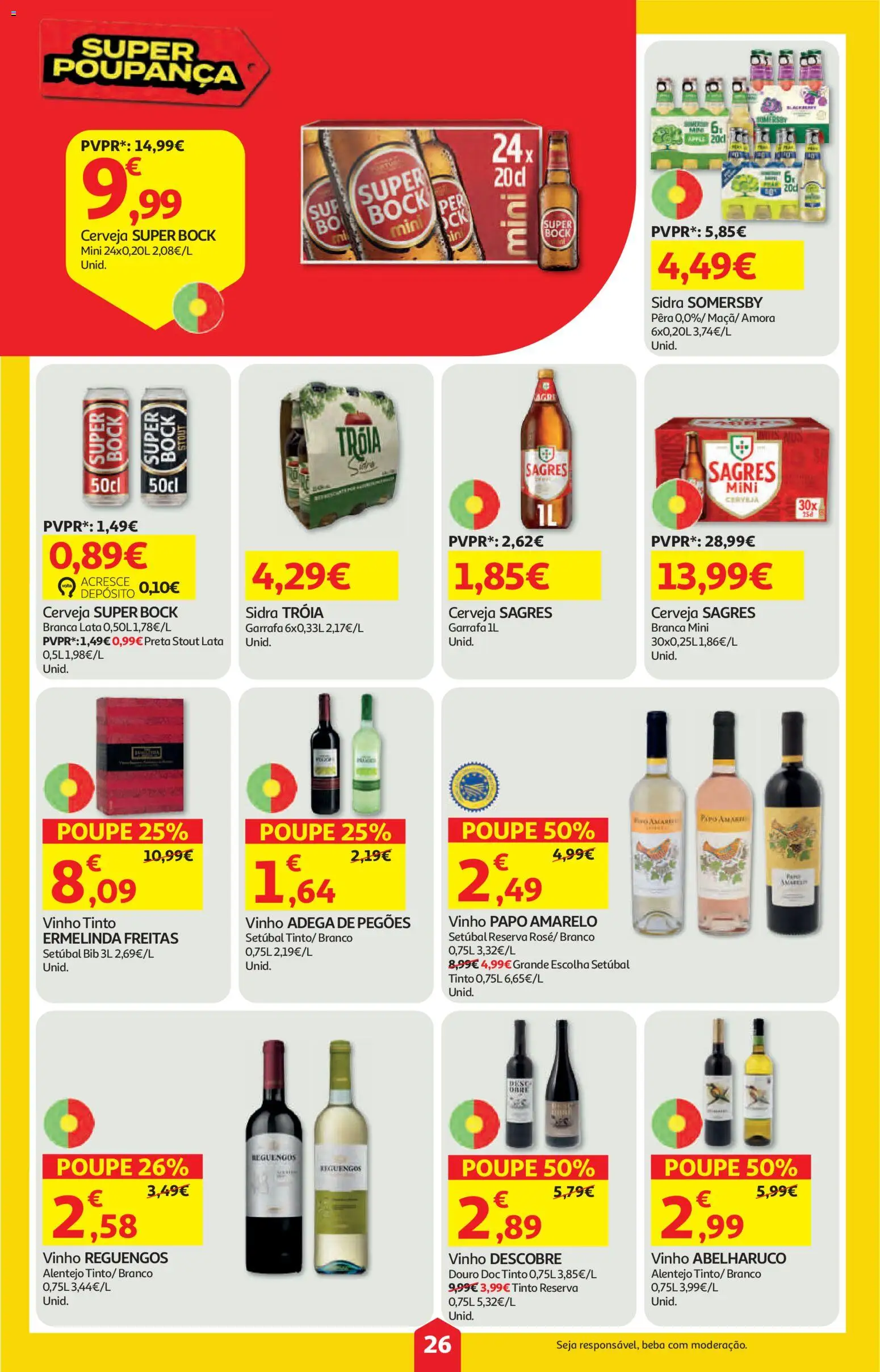 Auchan folheto │ válido de 21.05.2026 | Página: 26 | Produtos: Super bock, Vinho, Cerveja, Somersby