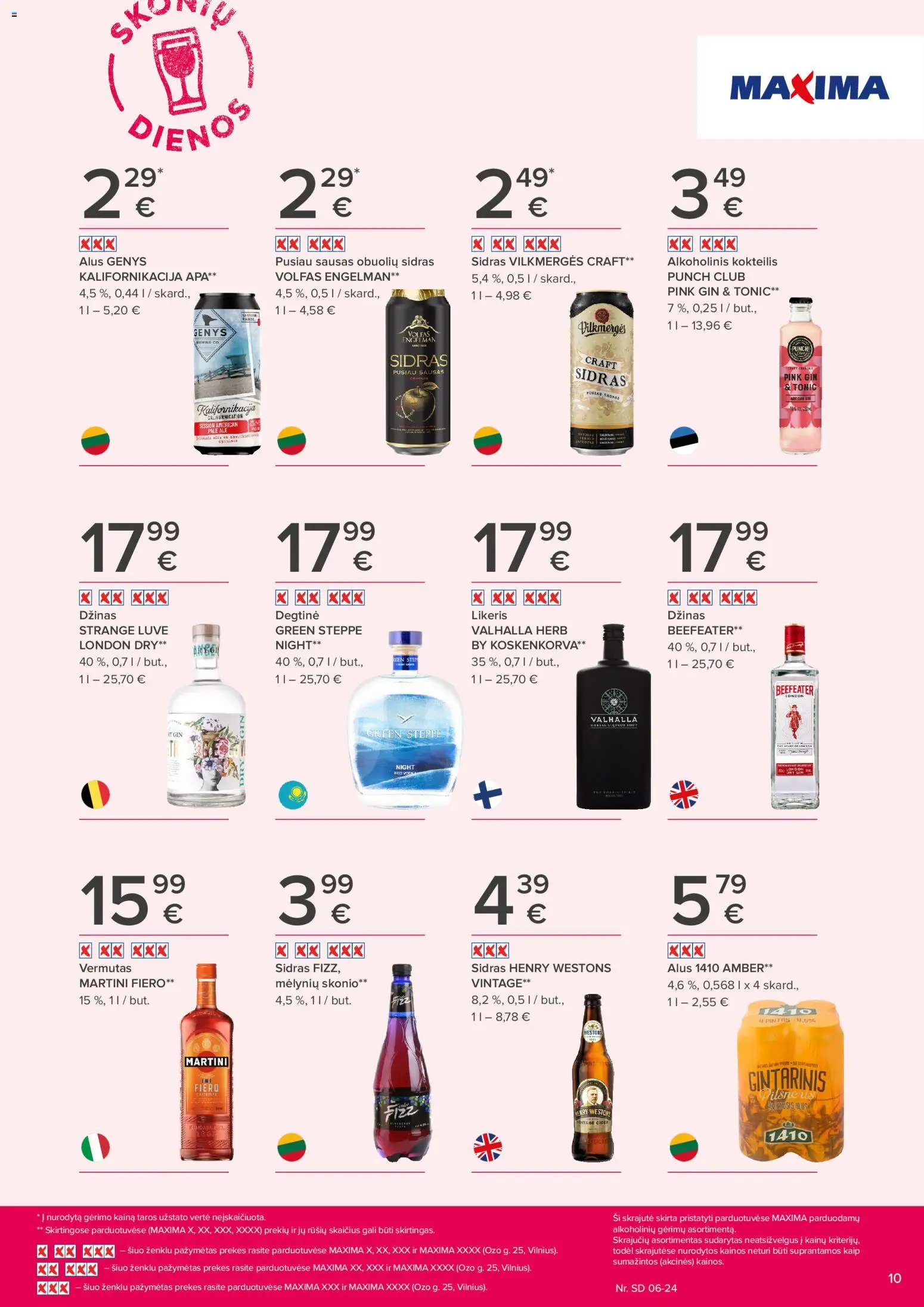 MAXIMA akcijos nuo 11.06.2026 | Puslapis: 10 | Prekių: Degtinė, Alus, Džinas