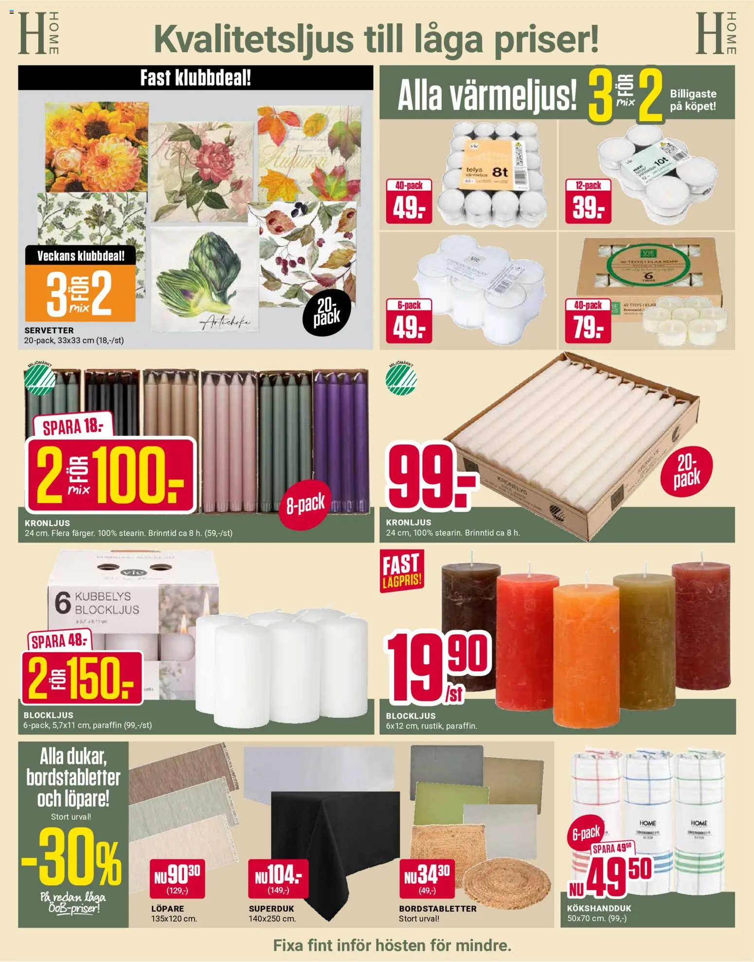 ÖoB reklamblad aktuell från 31/08/2026 | Sida: 6 | Produkter: Värmeljus, Servetter