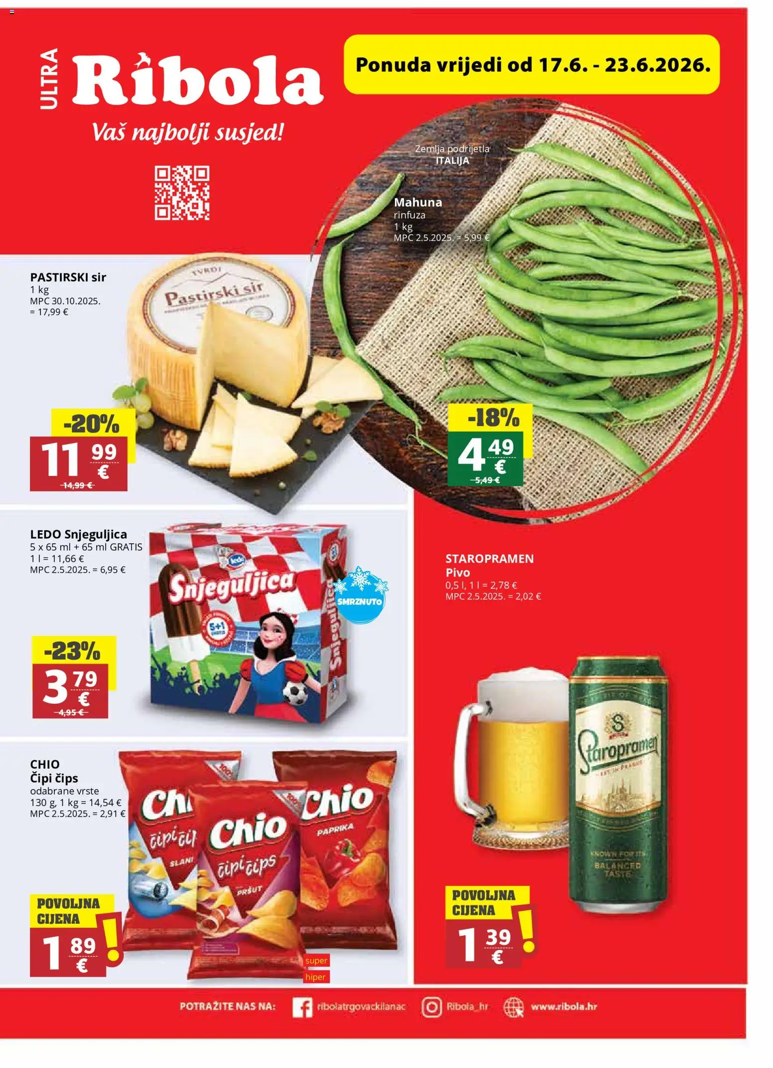 Ribola katalog | vrijedi od 17.06.2026 | Stranica: 1 | Proizvodi: Staropramen, Sir, Pivo, Paprika