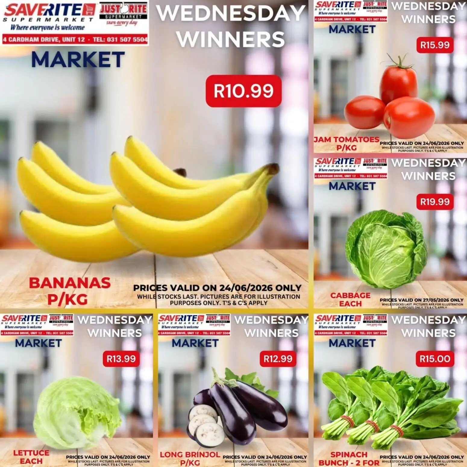 New Saverite catalogue – valid from 24/06/2026 | Page: 2 | Products: Jam, Tomatoes, Bananas, Lettuce