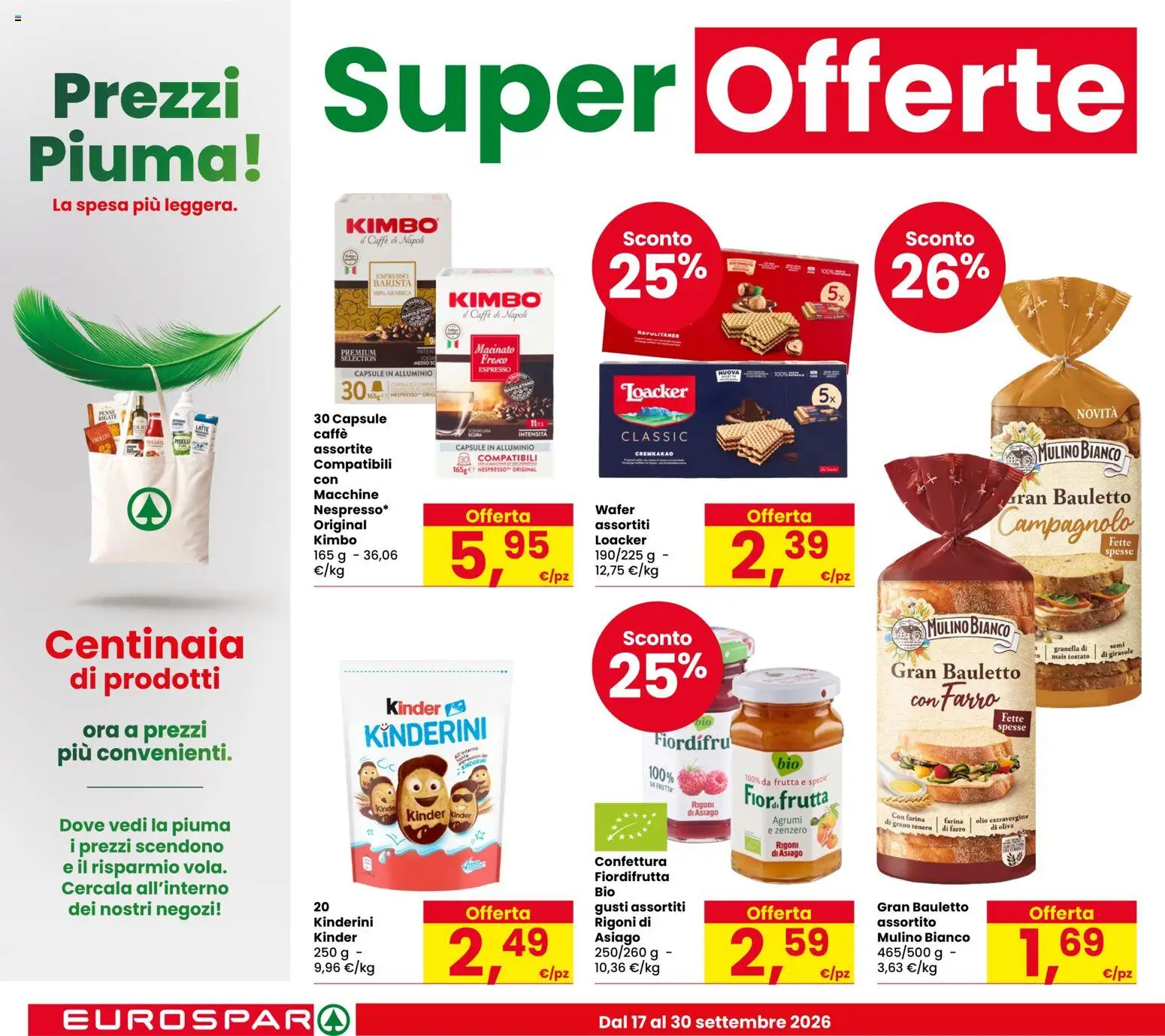 Volantino Eurospar del 17/09/2026 | Pagina: 14 | Prodotti: Caffè, Spezie, Latte, Kimbo