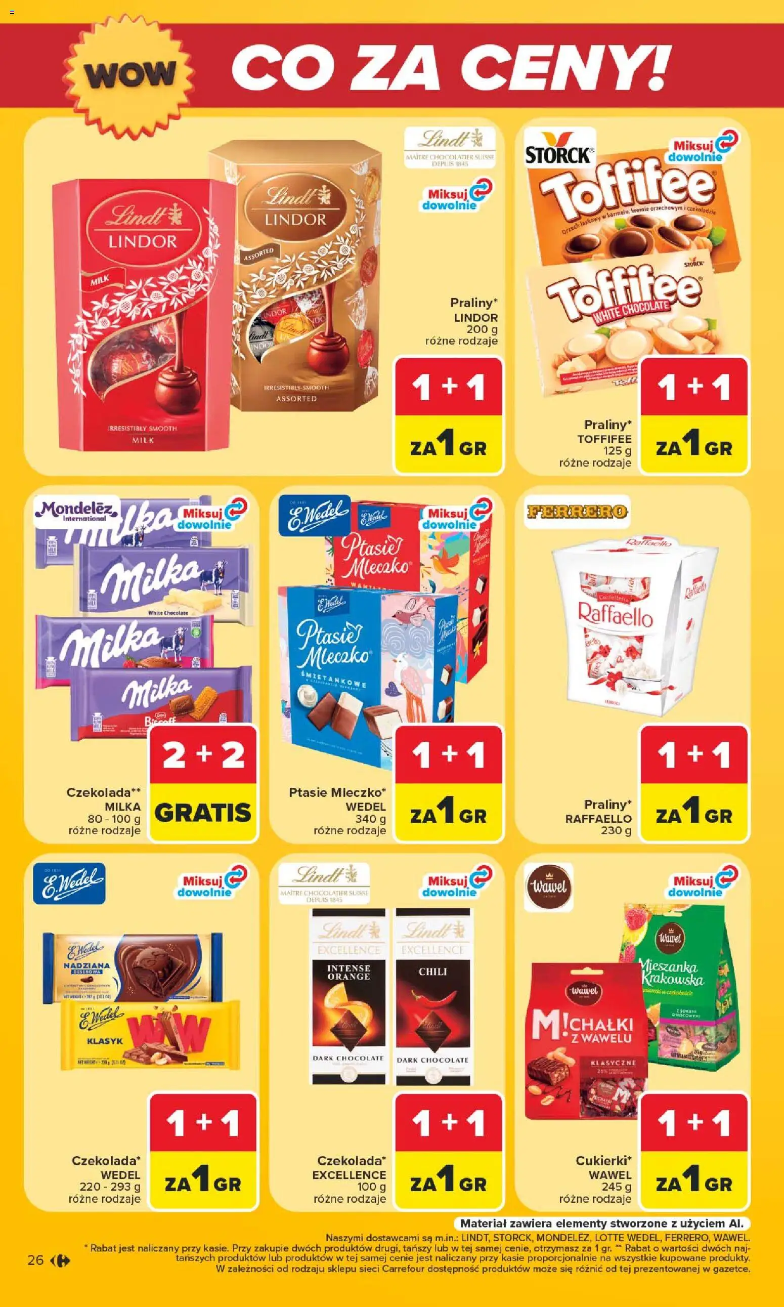 Carrefour gazetka - Warszawa od 24.08.2026 | Strona: 26 | Produkty: Lindt, Raffaello, Toffifee, Czekolada
