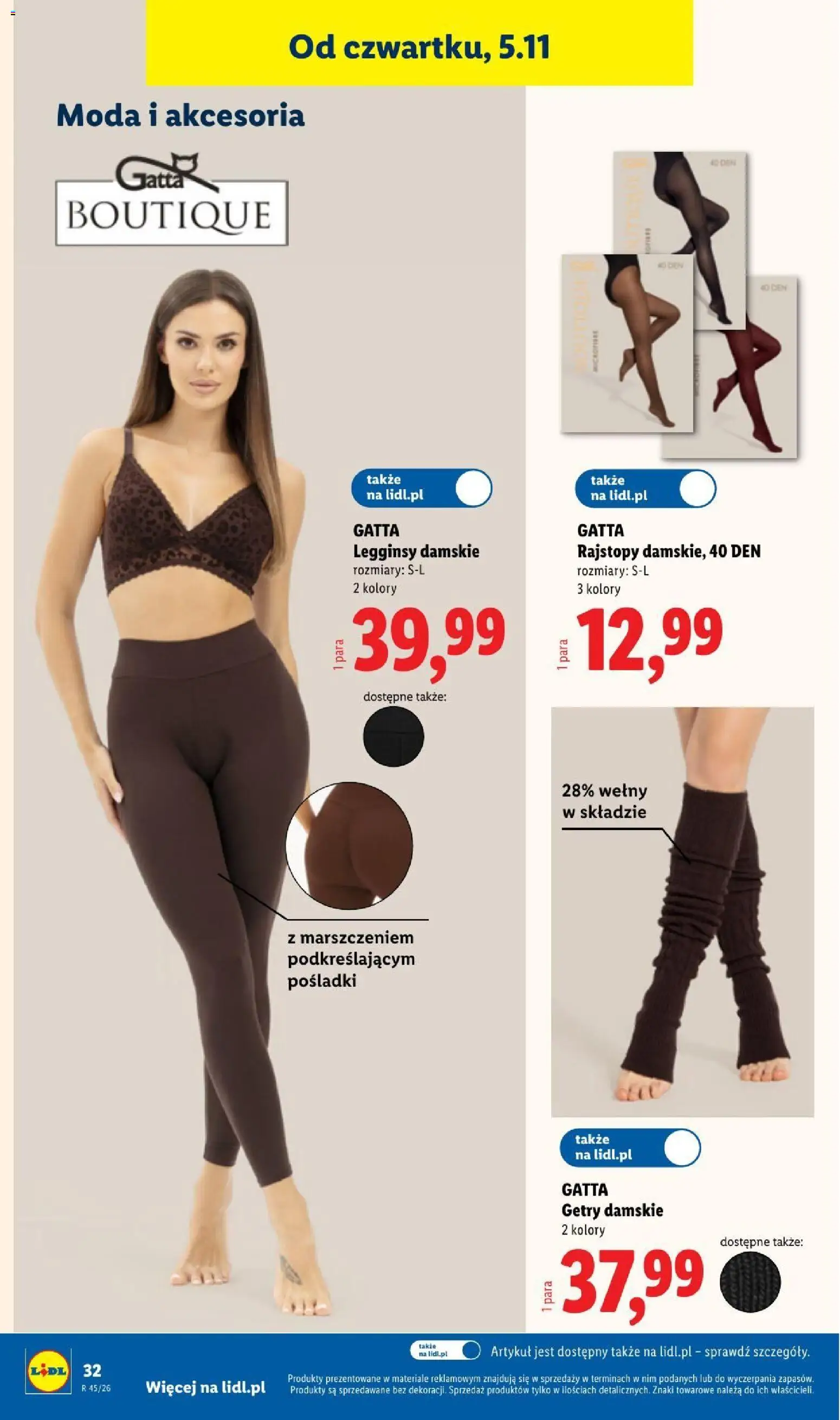 Lidl Katalog od 02.11.2026 | Strona: 38 | Produkty: Legginsy, Rajstopy, Gatta, Legginsy damskie