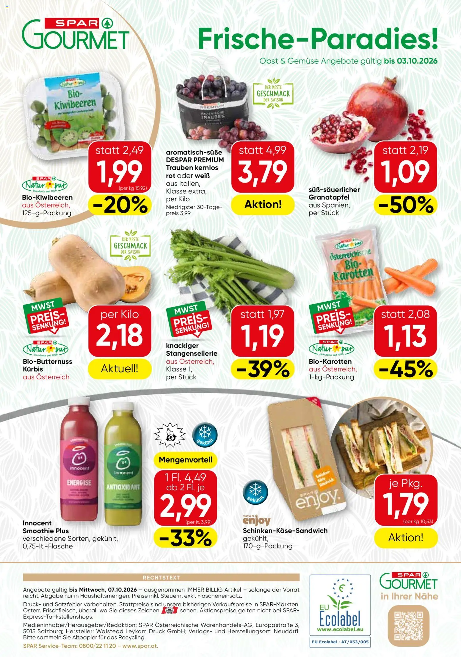 SPAR Gourmet Flugblatt gültig ab 01.10.2026 | Seite: 8 | Produkte: Gemüse, Obst, Kürbis