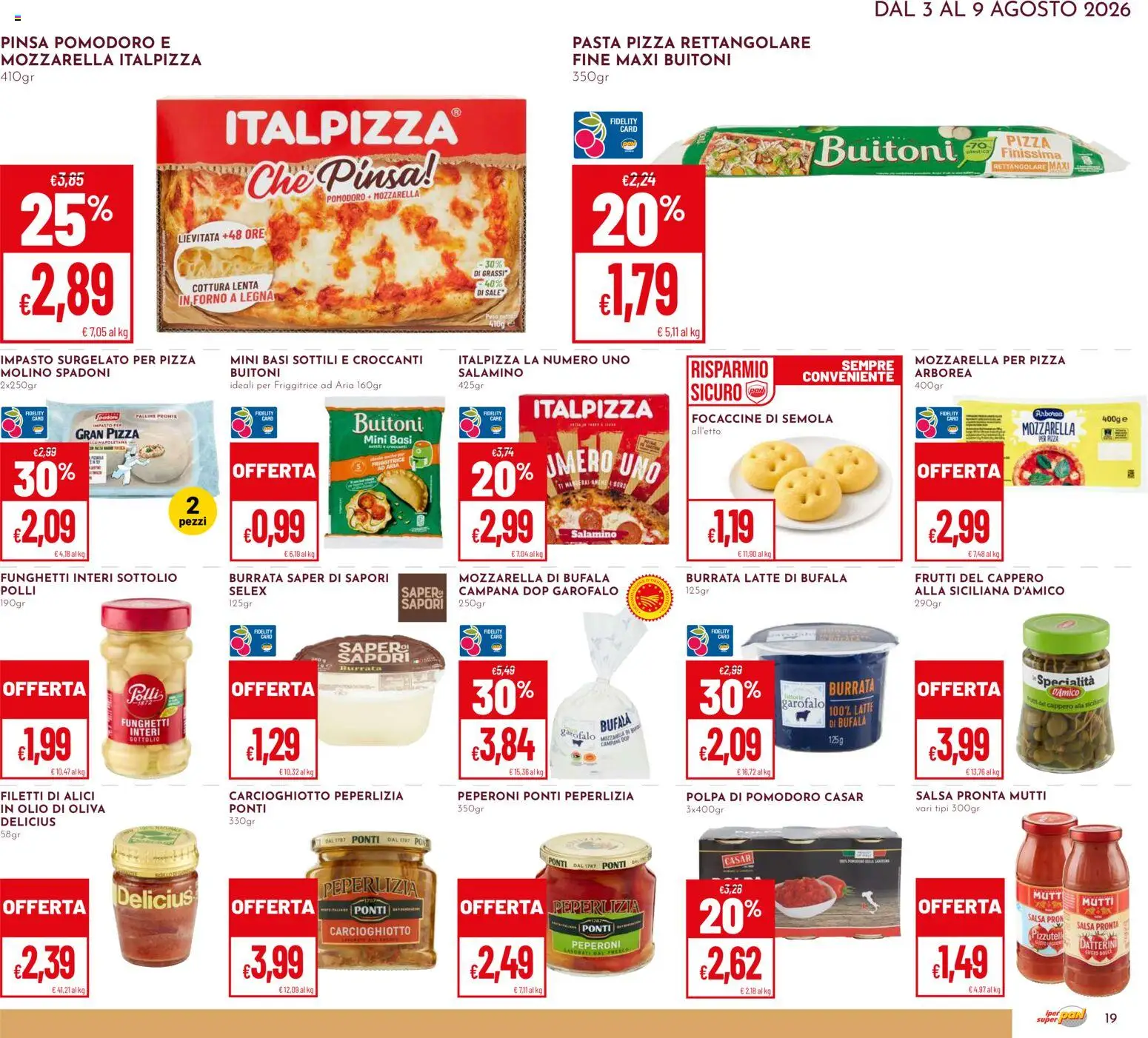 Volantino Pan del 03/08/2026 | Pagina: 19 | Prodotti: Salsa, Mutti salsa, Burrata, Olio di Oliva