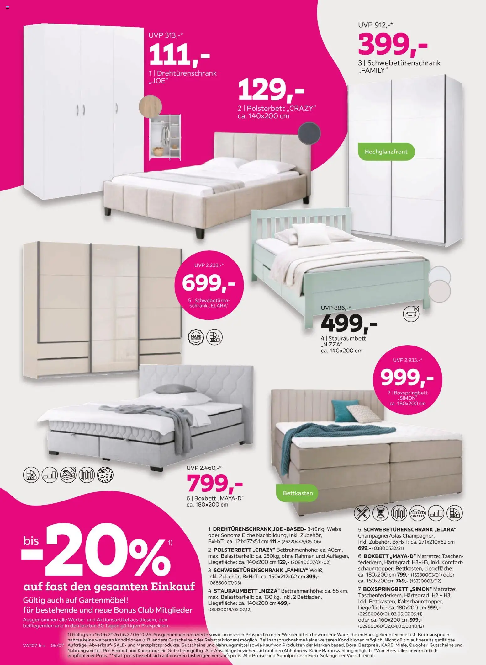 Mömax Prospekt aktuell gültig ab 16.06.2026 | Seite: 6 | Produkte: Matratze, Schrank, Gartenmöbel