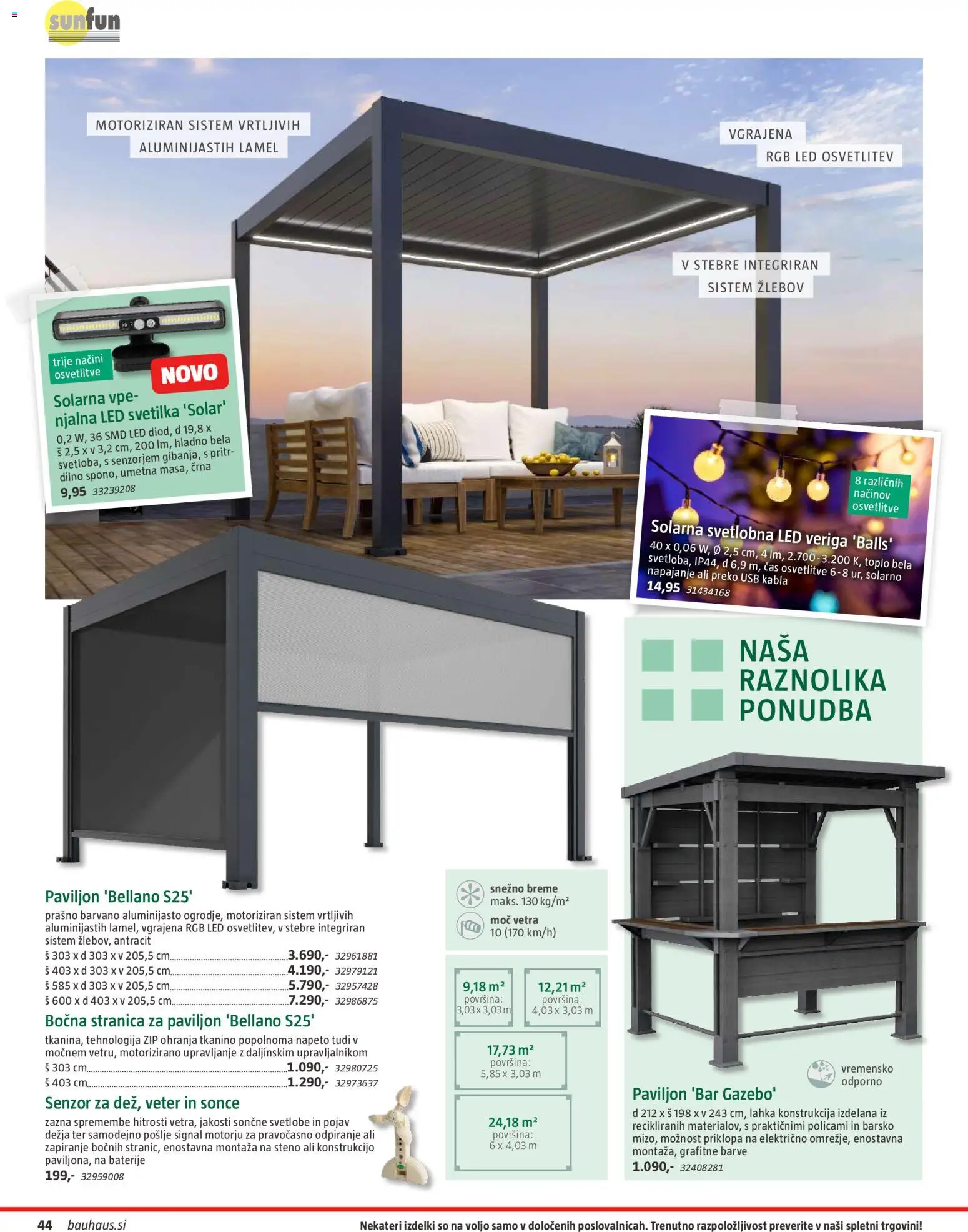 Novi Bauhaus katalog ponudbe – veljaven od 28.09.2026 | Stran: 44 | Izdelki: Led svetilka, Paviljon, Usb, Baterije