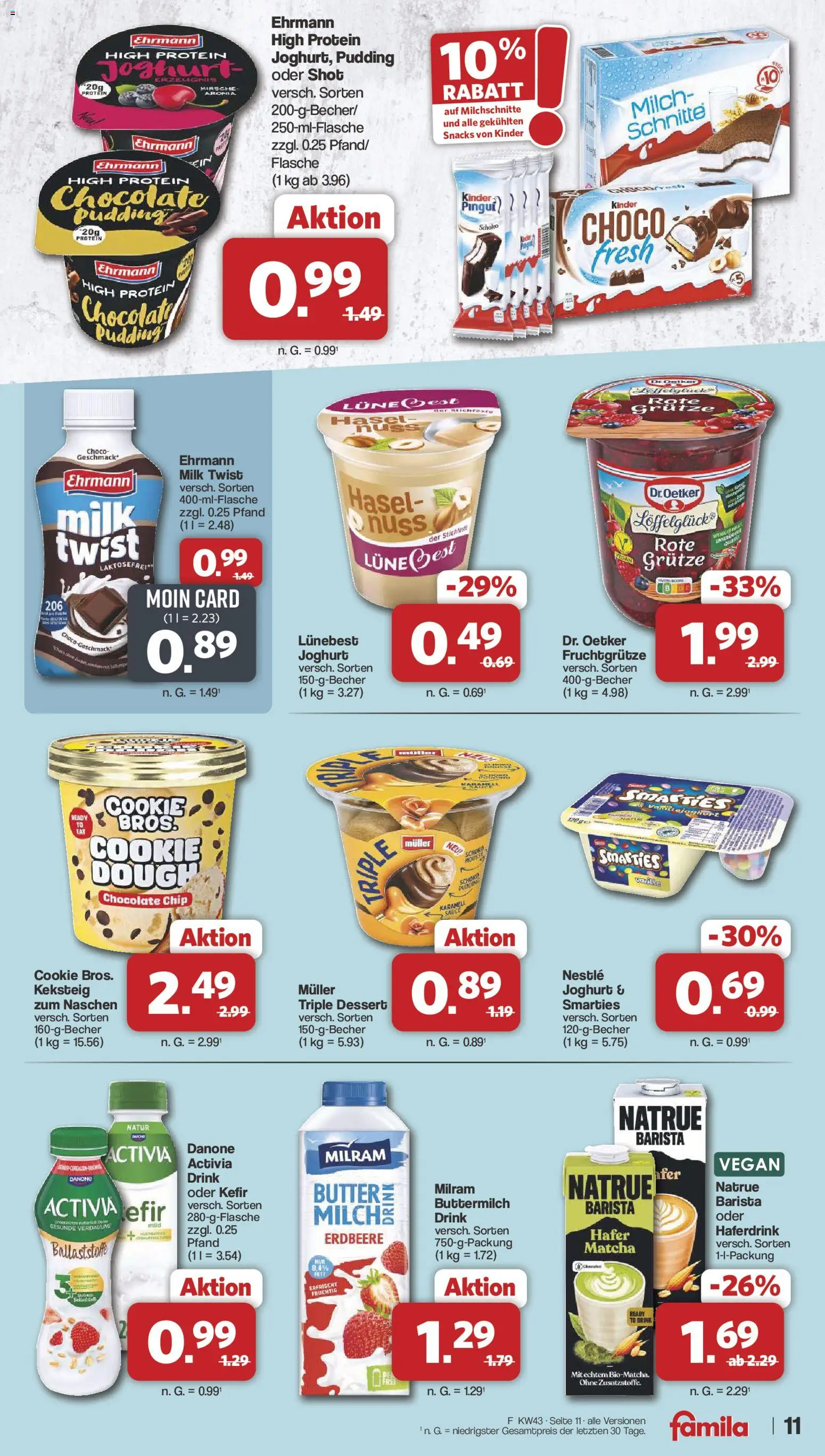 Famila Nordwest Prospekt – gültig ab 19.10.2026 | Seite: 11 | Produkte: Kefir, Joghurt, Smarties, Pudding