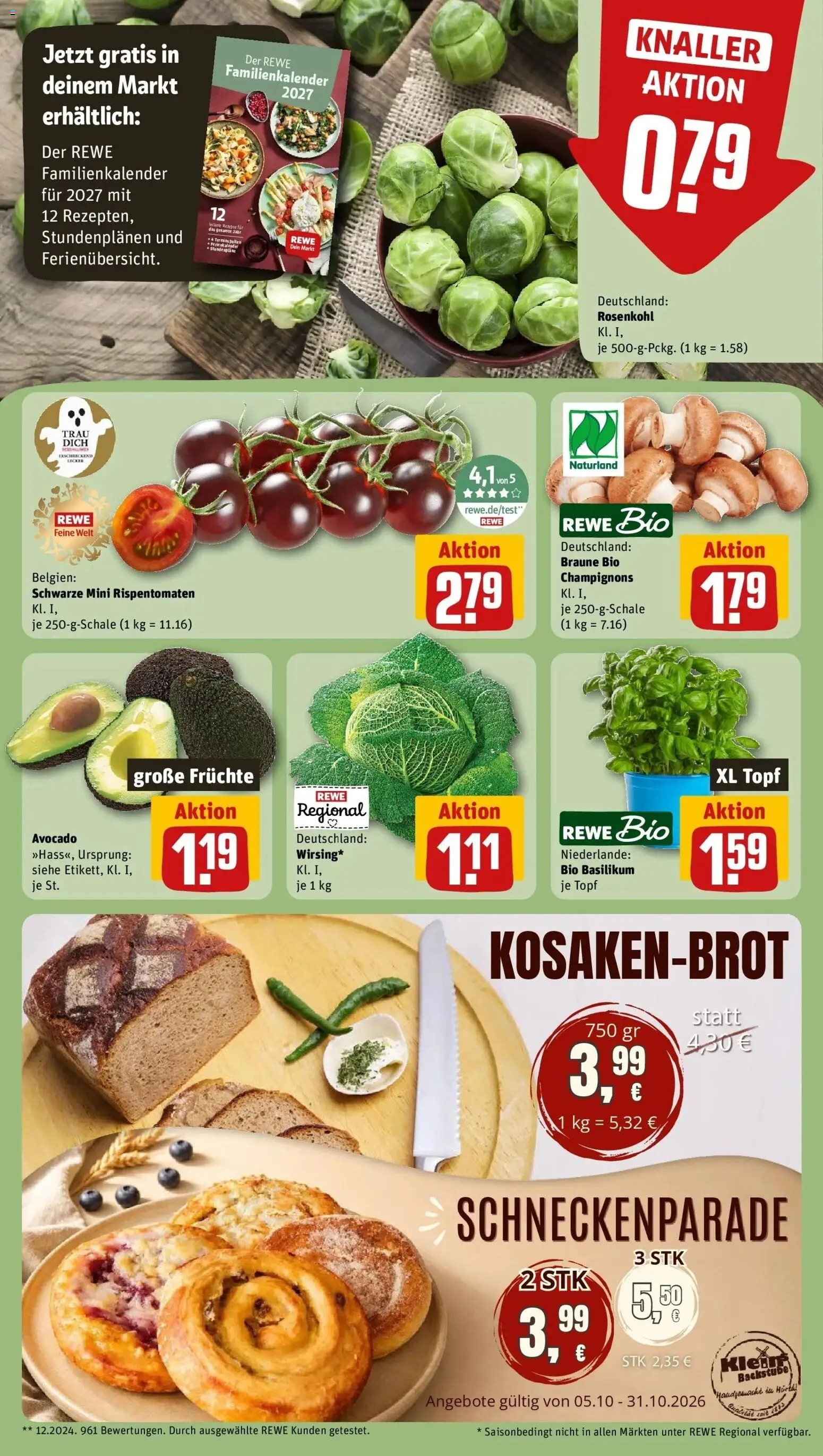 REWE Prospekt ab 19.10.2026 zum Blättern » Angebote | Seite: 11 | Produkte: Avocado, Champignons