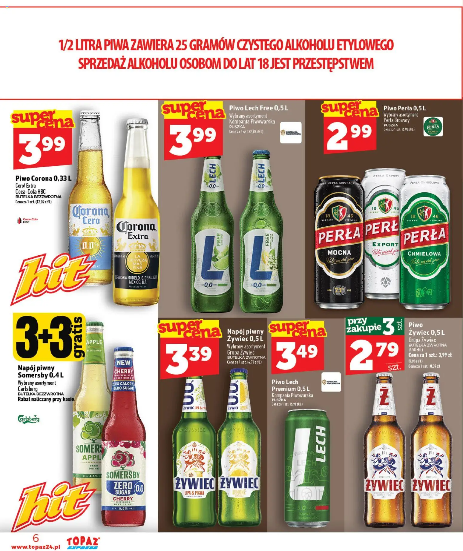 Topaz gazetka - Express od 16.07.2026 | Strona: 6 | Produkty: Pigwa, Piwo perła, Piwo, Somersby