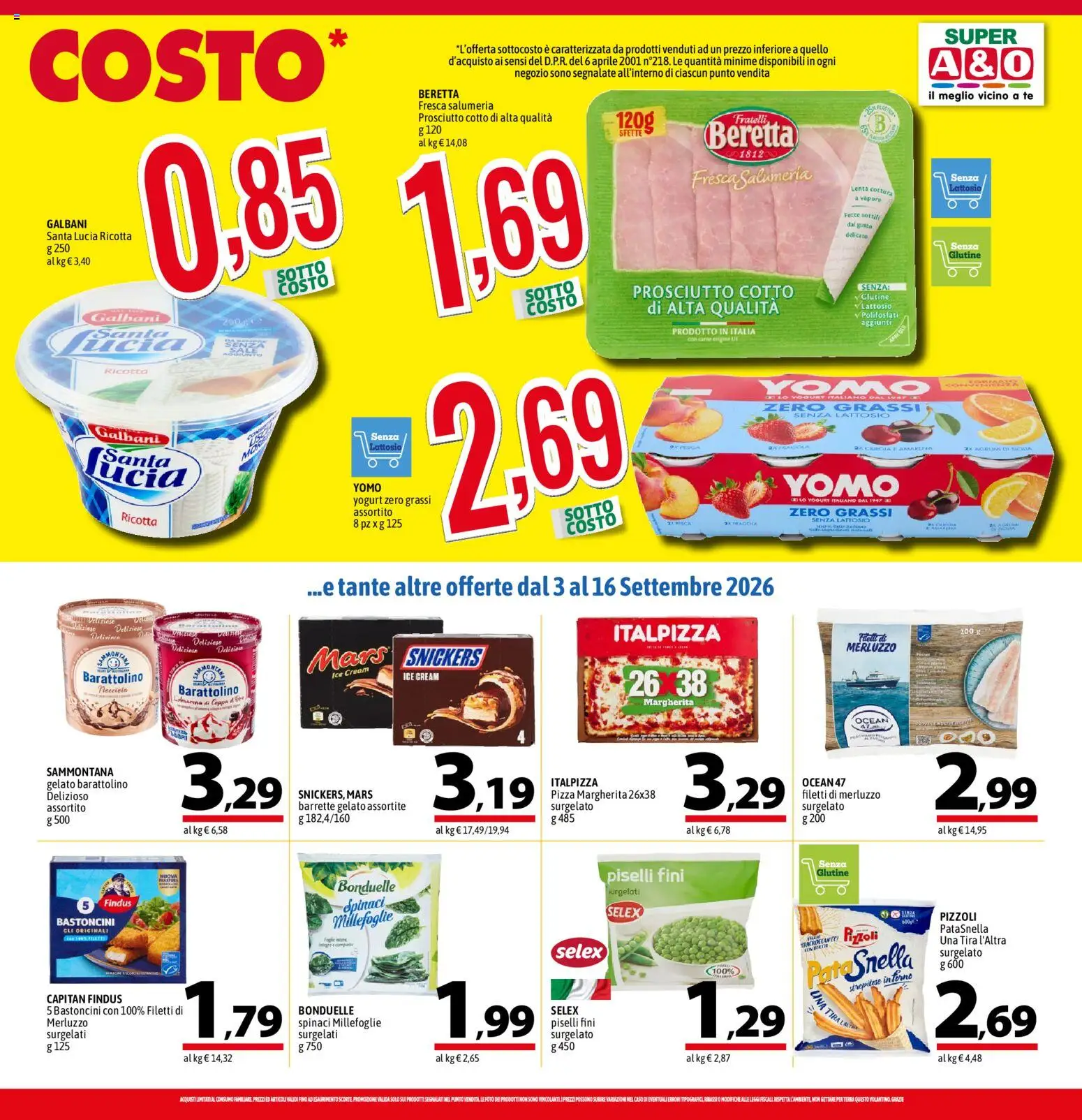 Volantino A&O del 03/09/2026 | Pagina: 11 | Prodotti: Gelato, Piselli, Ricotta, Snickers