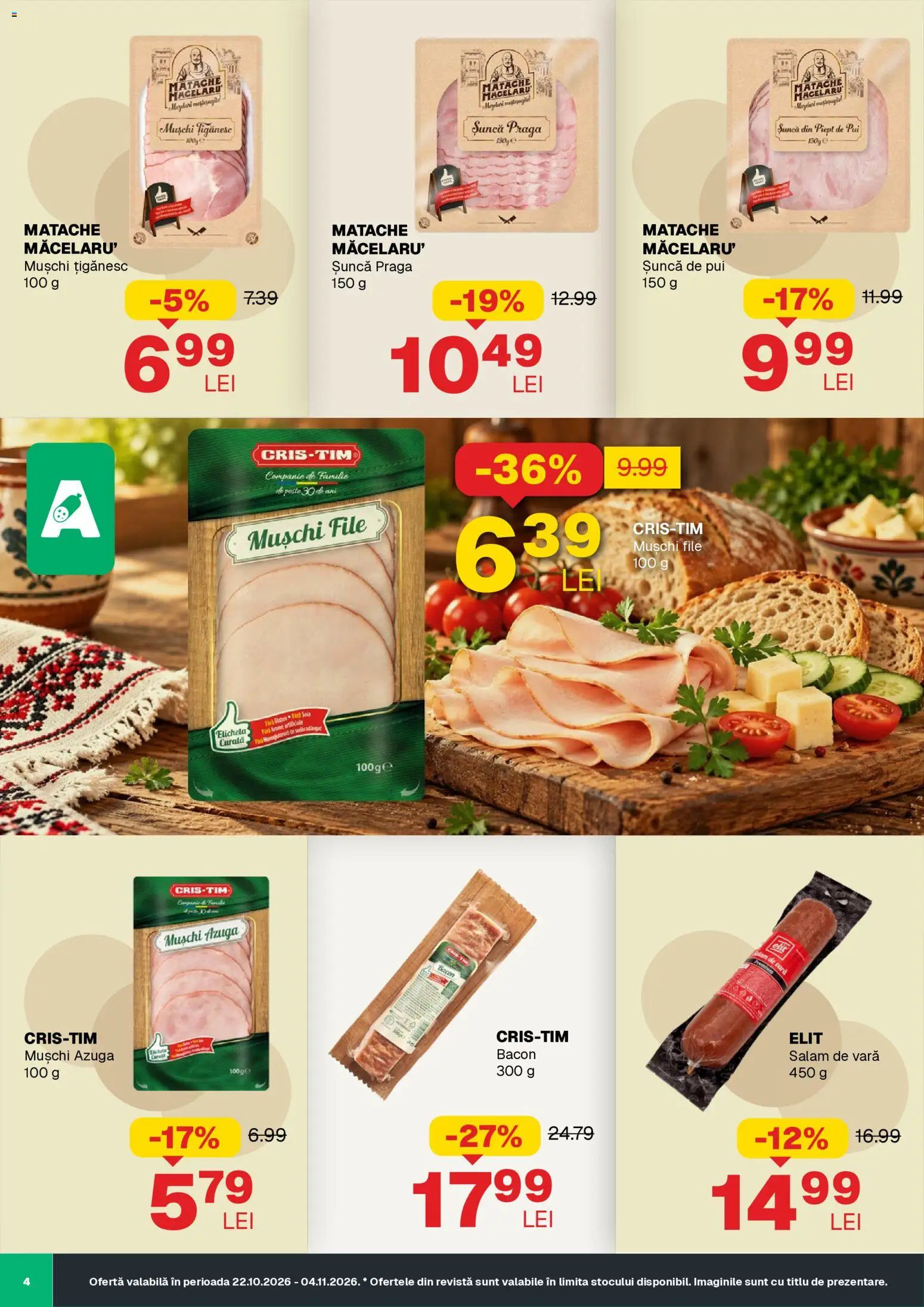 Noul catalog Annabella – valabil de la 22.10.2026 | Pagină: 4 | Produse: Sunca de pui, Pui, Bacon, Mușchi