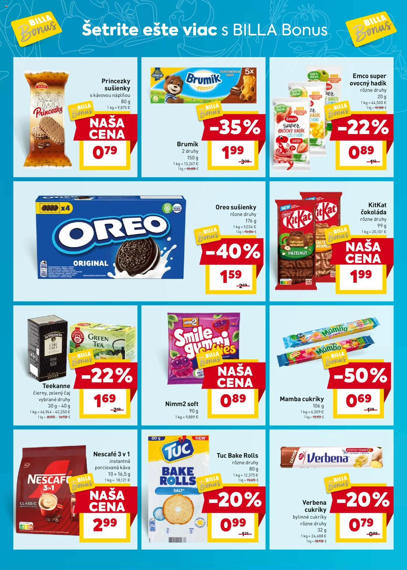 Nové Billa akcie – leták je platný od 07.04.2026 | Strana: 6 | Produkty: Čaj, Čokoláda, Cukríky, Teekanne