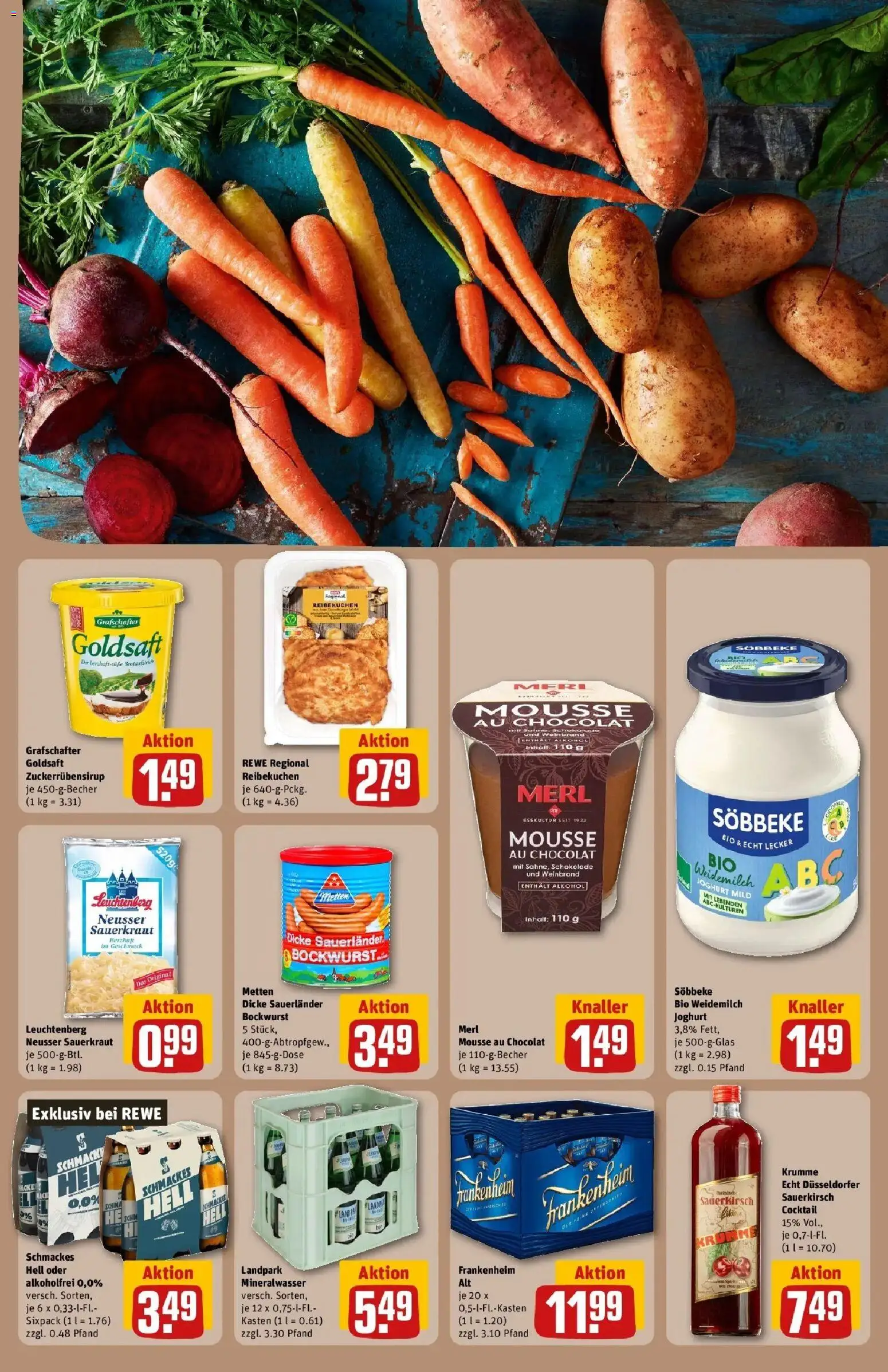 REWE Prospekt ab 26.10.2026 zum Blättern » Angebote | Seite: 23 | Produkte: Joghurt, Schokolade, Mineralwasser, Alkohol