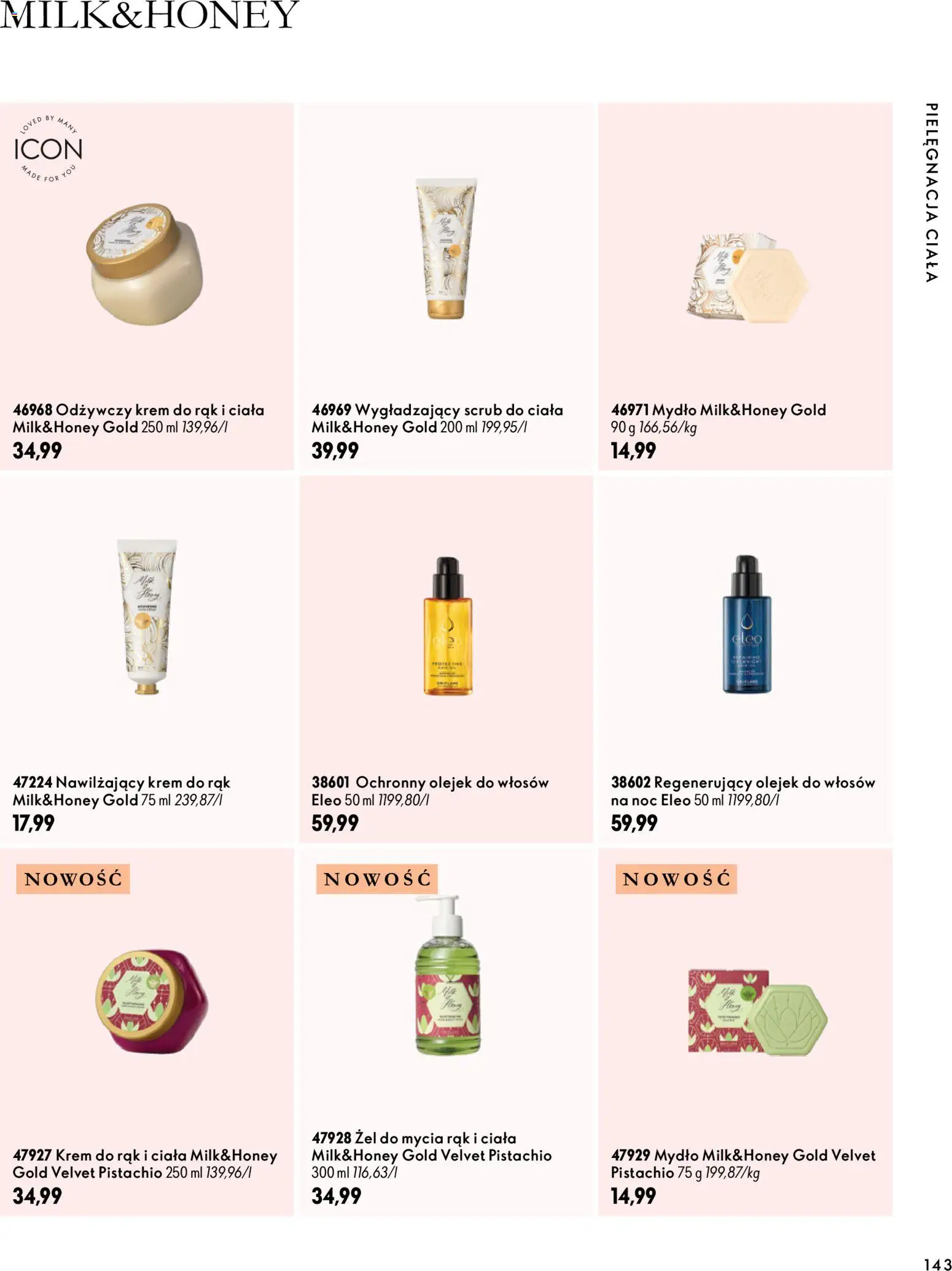Oriflame Katalog 14 2026 od 30.09.2026 | Strona: 143 | Produkty: Olejek do włosów, Krem do rąk, Mydło, Krem