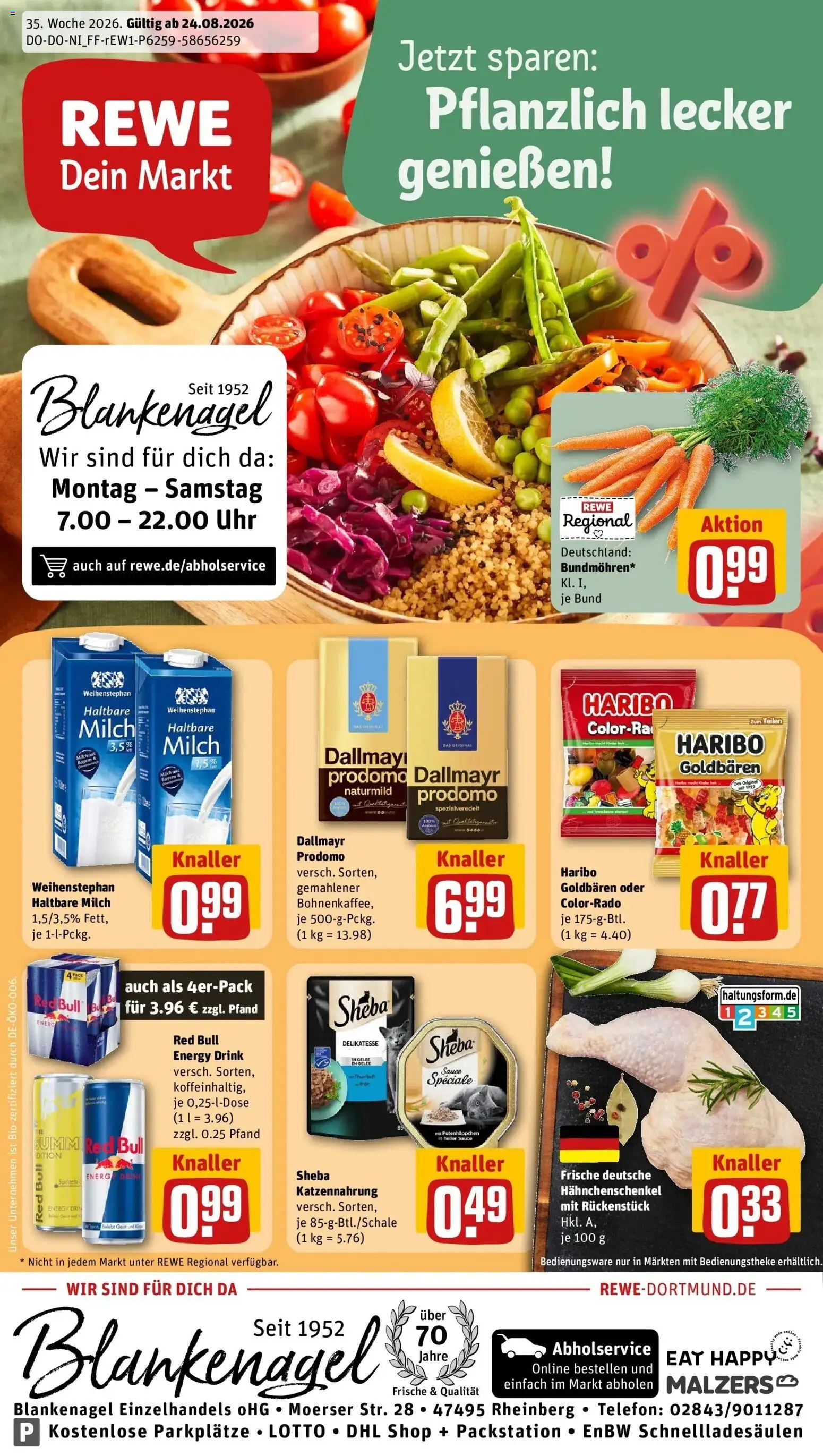 REWE Prospekt ab 24.08.2026 zum Blättern » Angebote | Seite: 3 | Produkte: Sheba, Red bull, Energy, Haltbare milch
