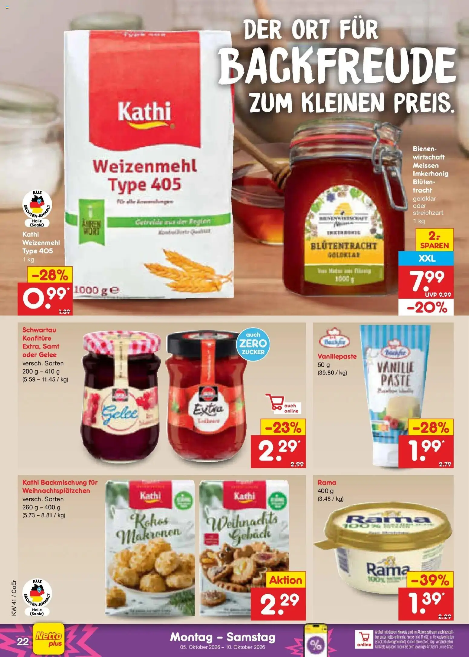 Netto Marken-Discount Prospekt Naumburg – gültig ab 05.10.2026 | Seite: 24 | Produkte: Rama, Weizenmehl, Vanille, Getreide