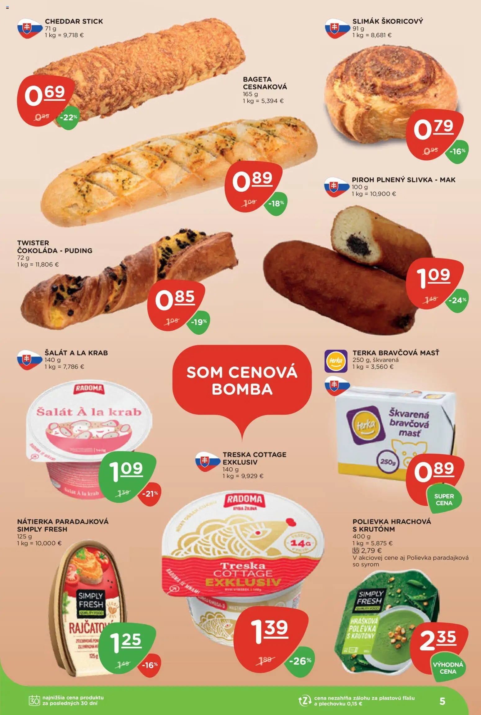 Nové Terno akcie – leták je platný od 10.09.2026 | Strana: 5 | Produkty: Bageta, Čokoláda, Šalát, Treska