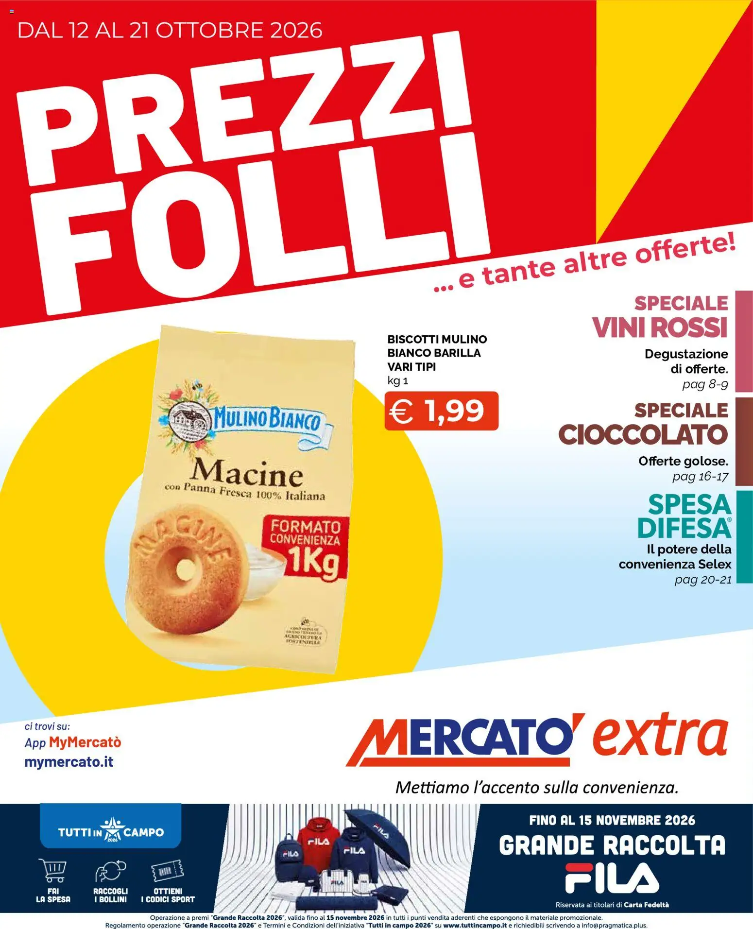 Volantino Mercatò del 12/10/2026 | Pagina: 1 | Prodotti: Cioccolato, Panna, Biscotti, Barilla