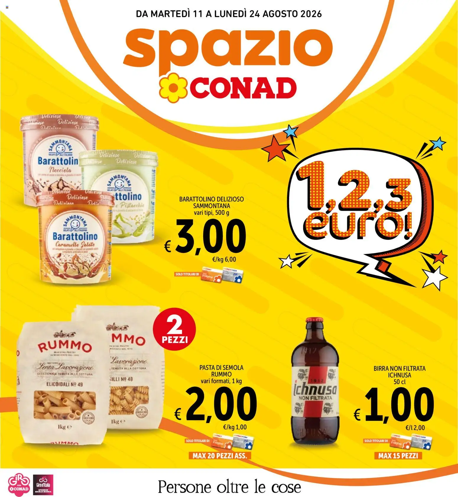 Volantino Spazio Conad del 11/08/2026 | Pagina: 1 | Prodotti: Caramelle, Rummo, Pasta, Semola