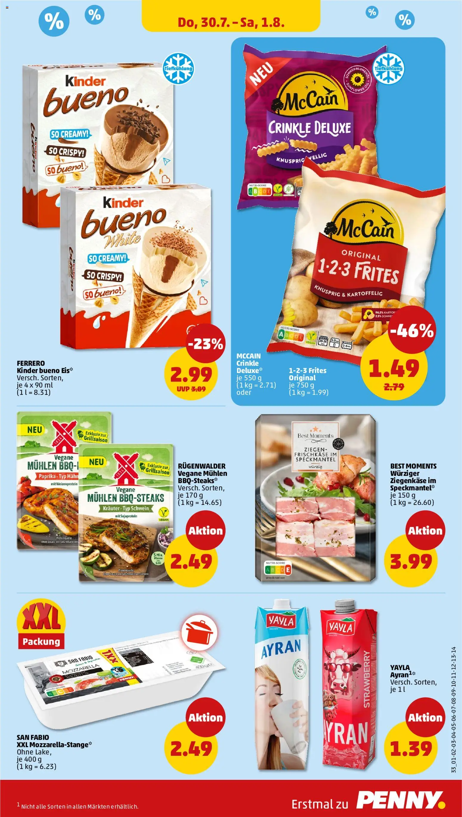 Penny Prospekt – gültig ab 27.07.2026 | Seite: 39 | Produkte: Kinder bueno, Paprika, Eis, Frischkase
