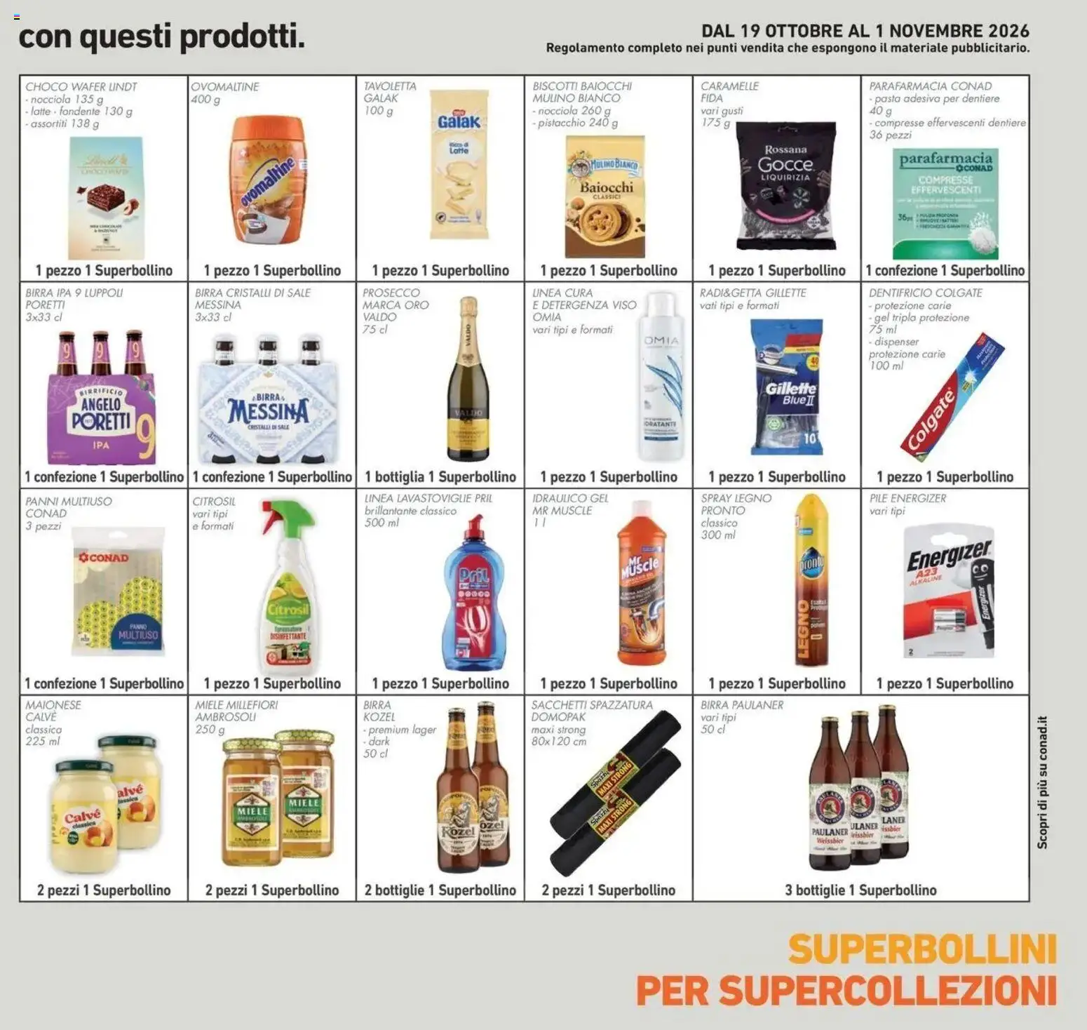 Volantino Conad del 21/10/2026 | Pagina: 45 | Prodotti: Dentifricio, Birra, Latte, Pasta