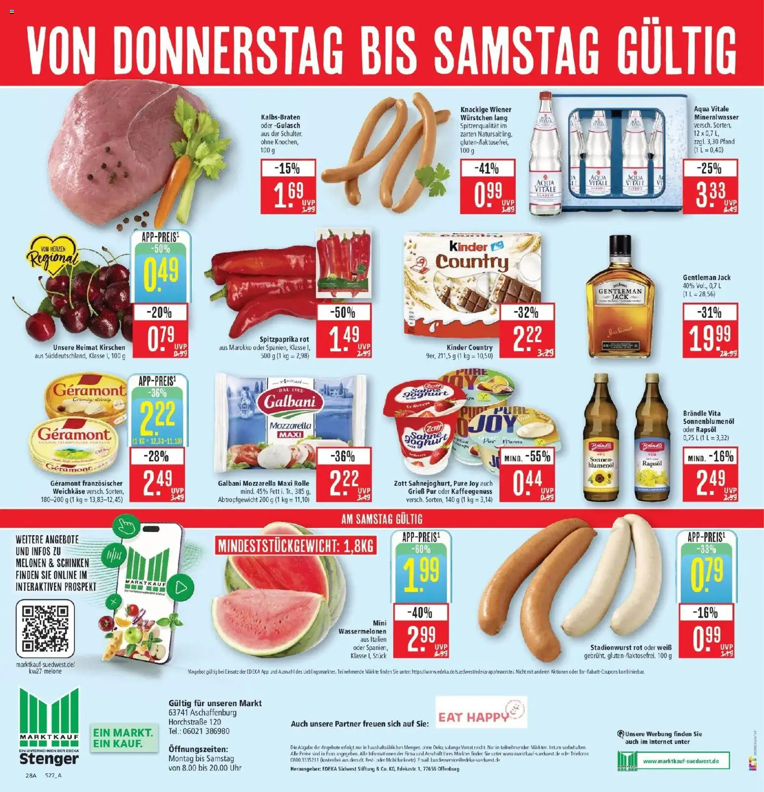 Marktkauf Prospekt Aschaffenburg – gültig ab 29.06.2026 | Seite: 34 | Produkte: Sonnenblumenol, Mozzarella, Sahne, Kinder country