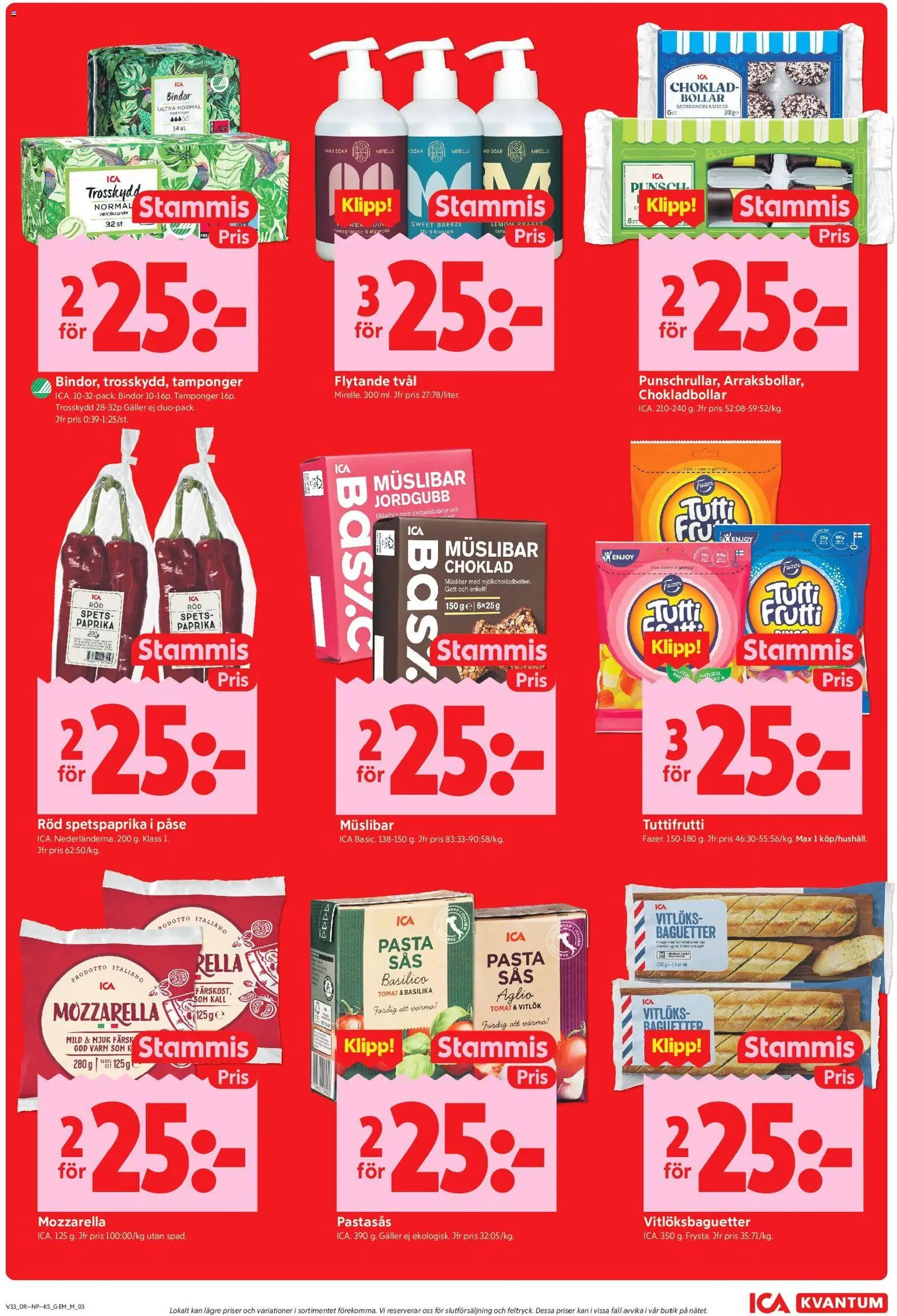 ICA Kvantum reklamblad aktuell från 10/08/2026 | Sida: 3 | Produkter: Paprika, Müslibar, Choklad, Basilika