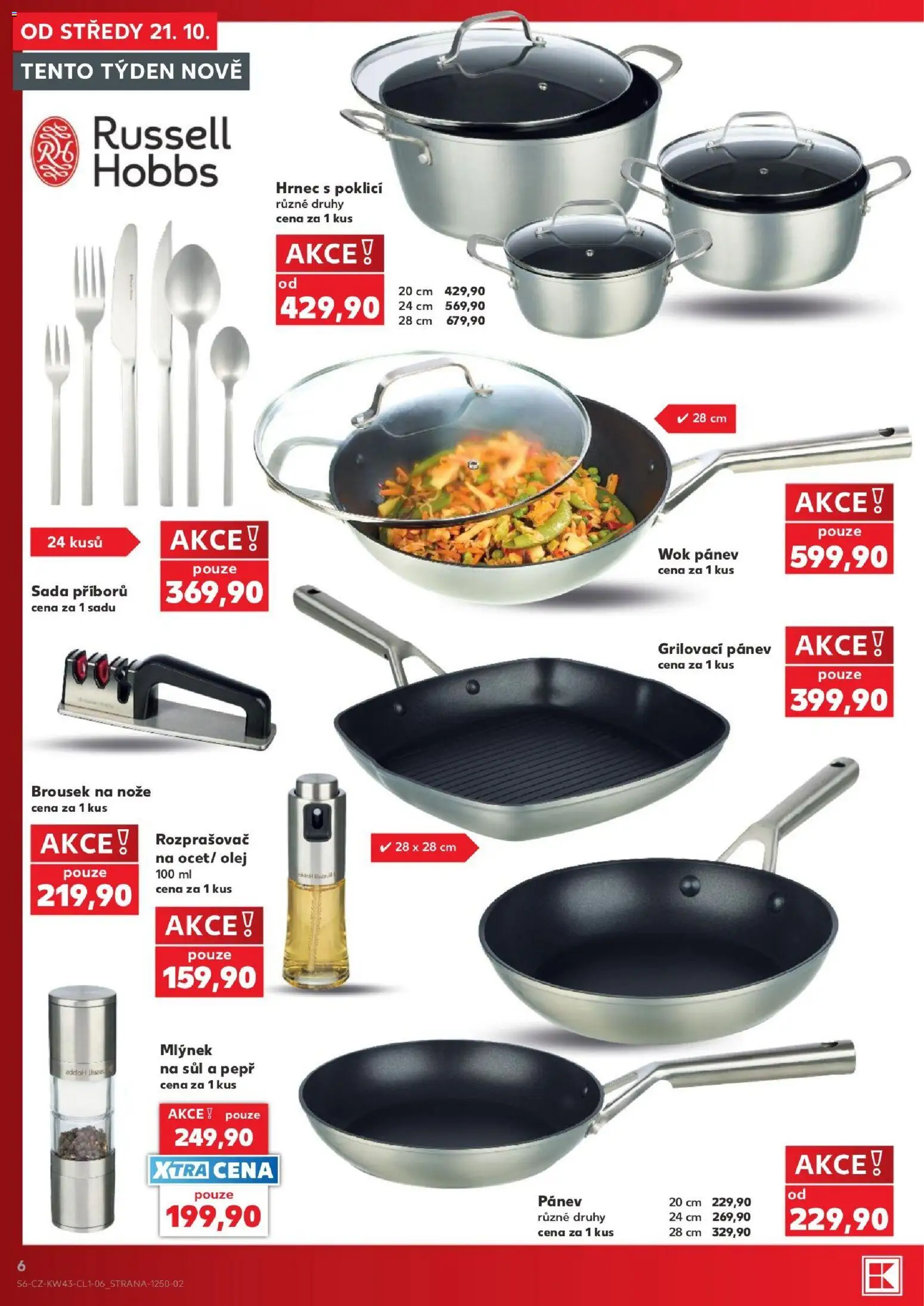 Kaufland leták od 21.10.2026 | Strana: 6 | Produkty: Nože, Russell Hobbs, Brousek na nože, Sůl
