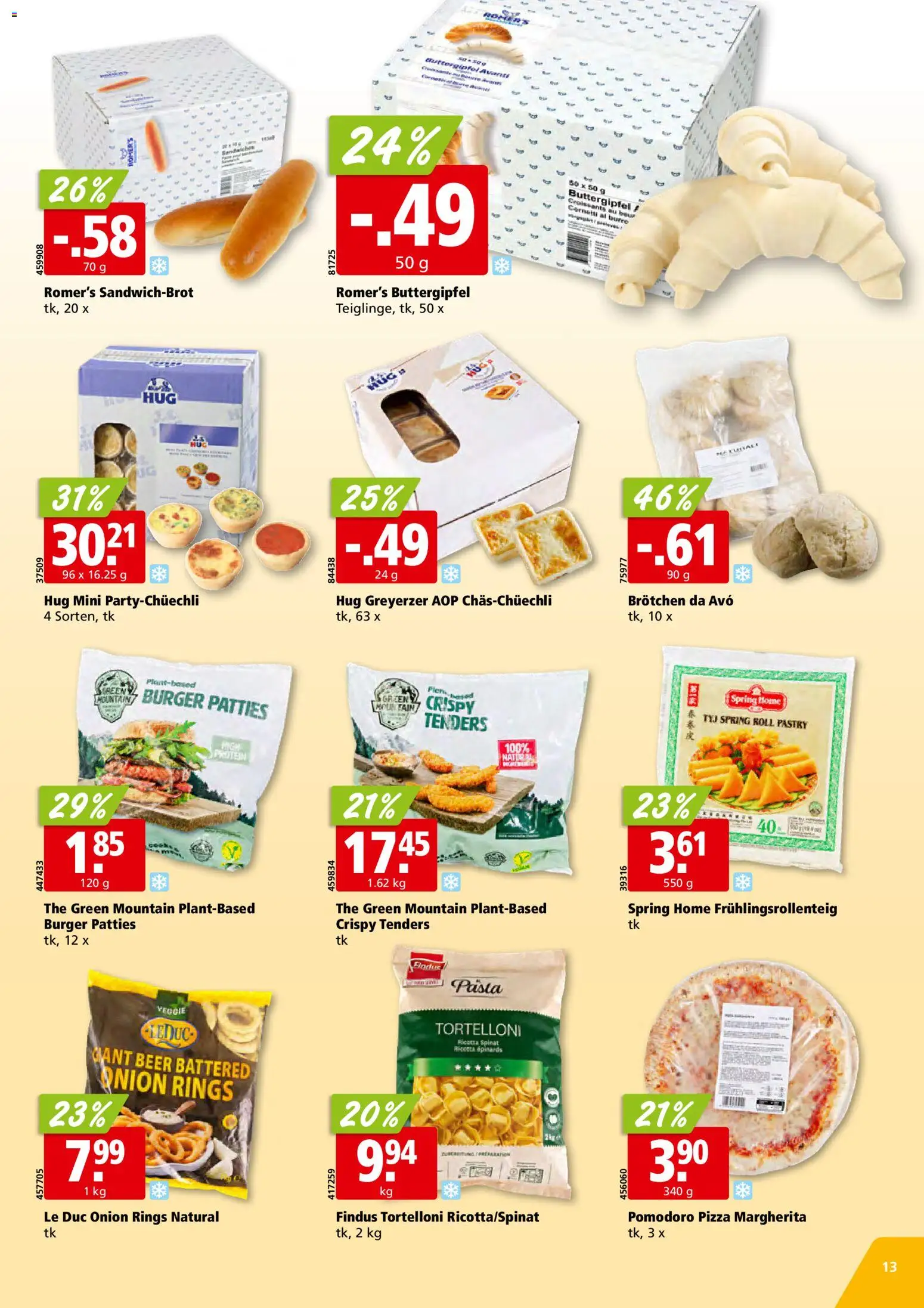 Aligro aktionen Schlieren, Gossau SG, Frauenfeld, Rapperswil-Jona, Sargans, Bern – gültig ab 28.09.2026 | Seite: 13 | Produkte: Burger, Pizza, Pasta