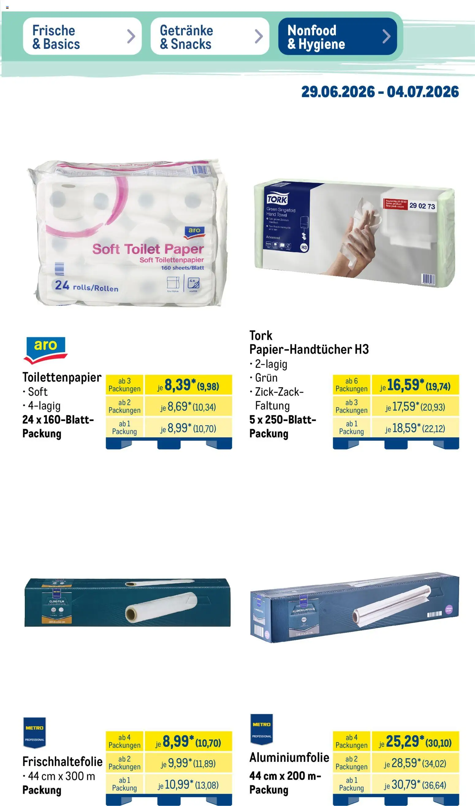 Metro Non Food & Hygiene – gültig ab 29.06.2026 | Seite: 3 | Produkte: Toilettenpapier
