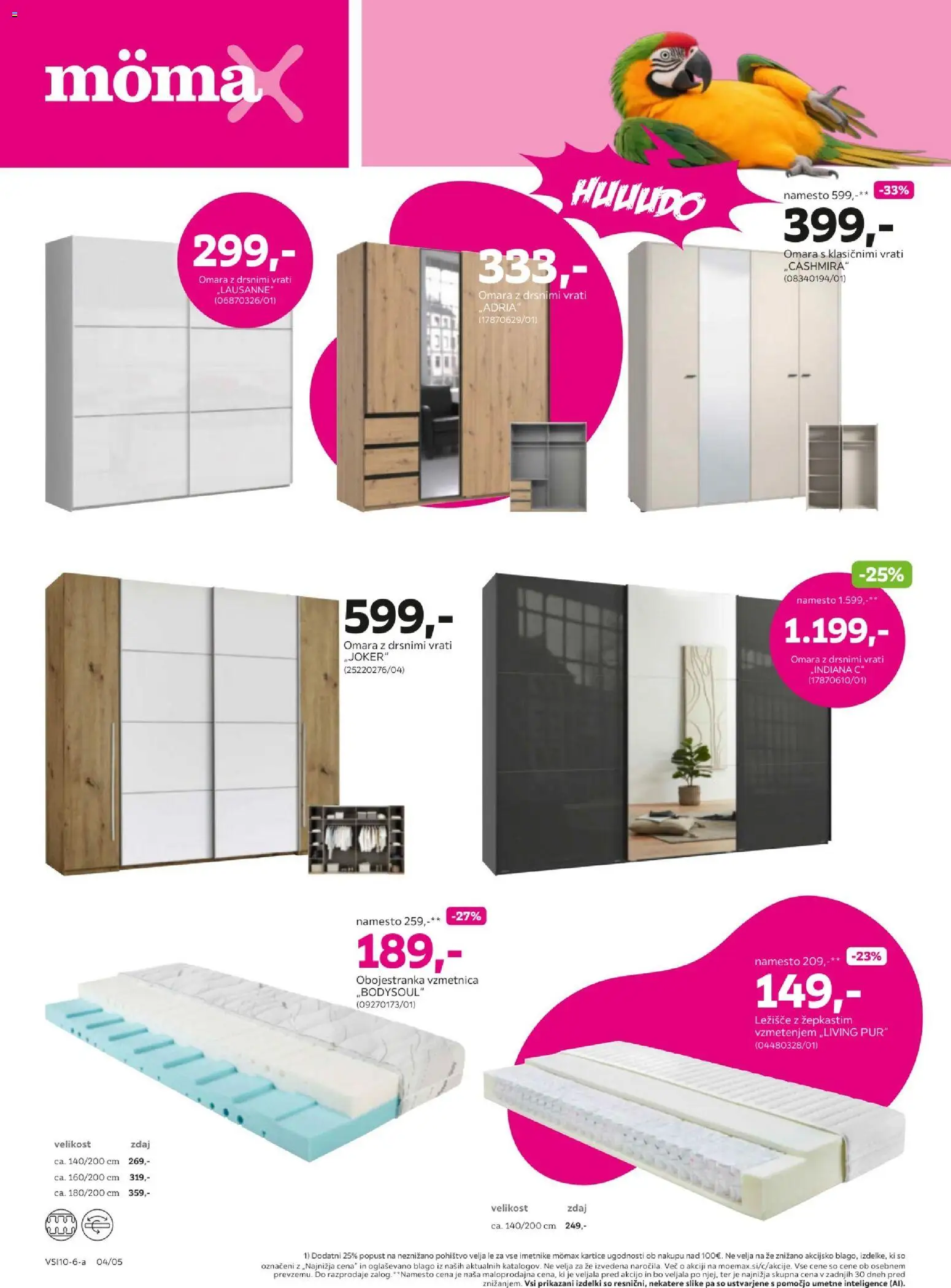Novi Mömax katalog ponudbe – veljaven od 27.09.2026 | Stran: 4 | Izdelki: Pohištvo, Ležišče, Vzmetnica, Omara
