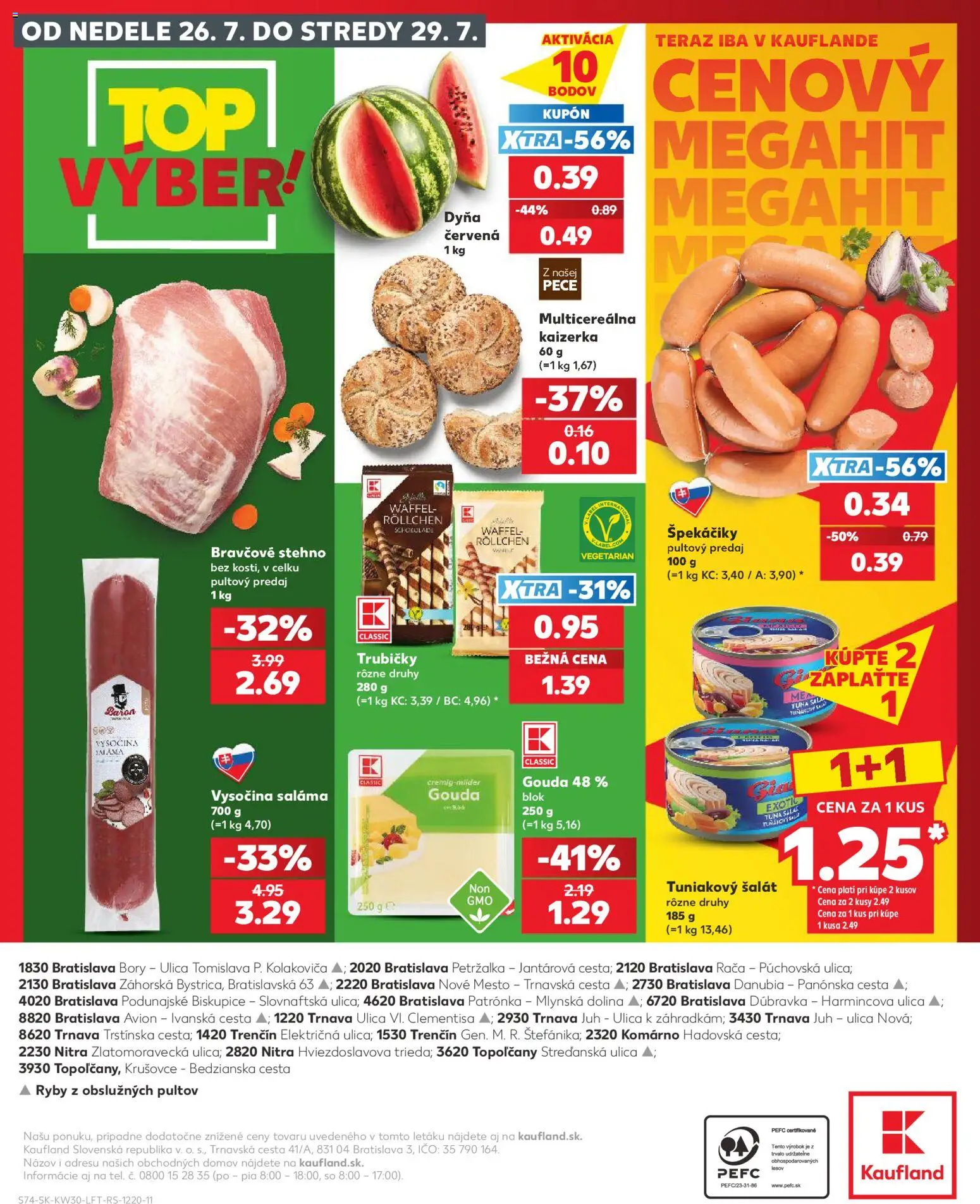 Nové Kaufland akcie – leták je platný od 23.07.2026 | Strana: 74 | Produkty: Saláma, Ryby, Bravčové stehno, Šalát