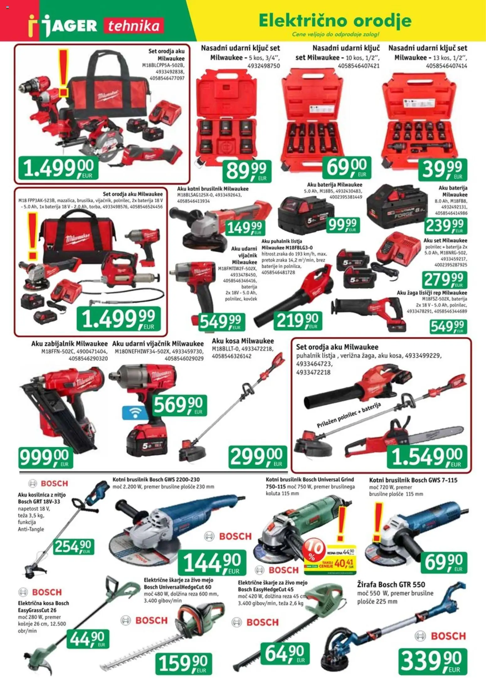 Novi Jager katalog ponudbe – veljaven od 08.07.2026 | Stran: 14 | Izdelki: Teza, Kosilnica, Škarje za živo mejo, Brusilnik
