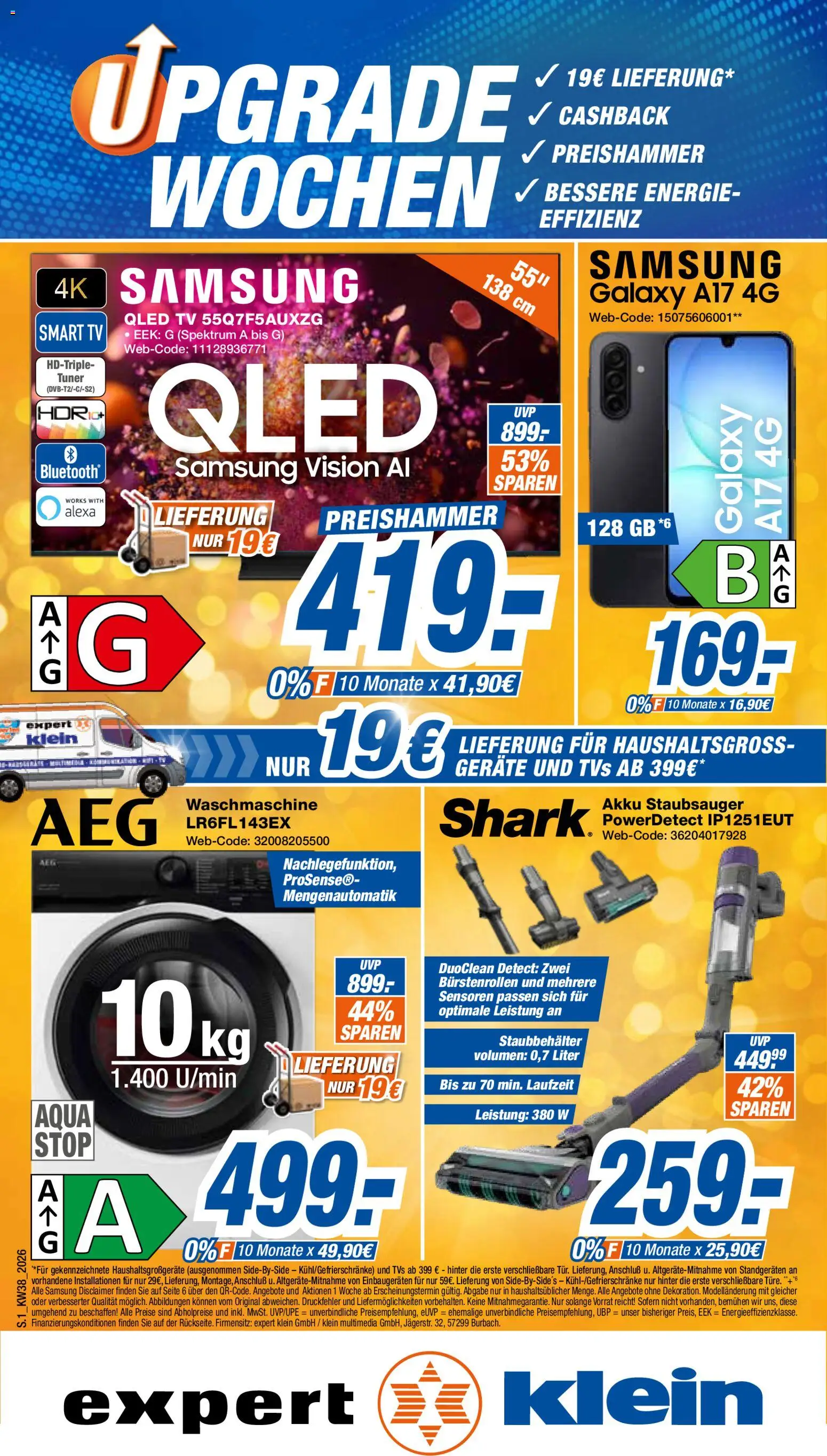 Expert Prospekt Giessen – gültig ab 12.09.2026 | Seite: 1 | Produkte: Waschmaschine, Samsung, Smart TV, TV