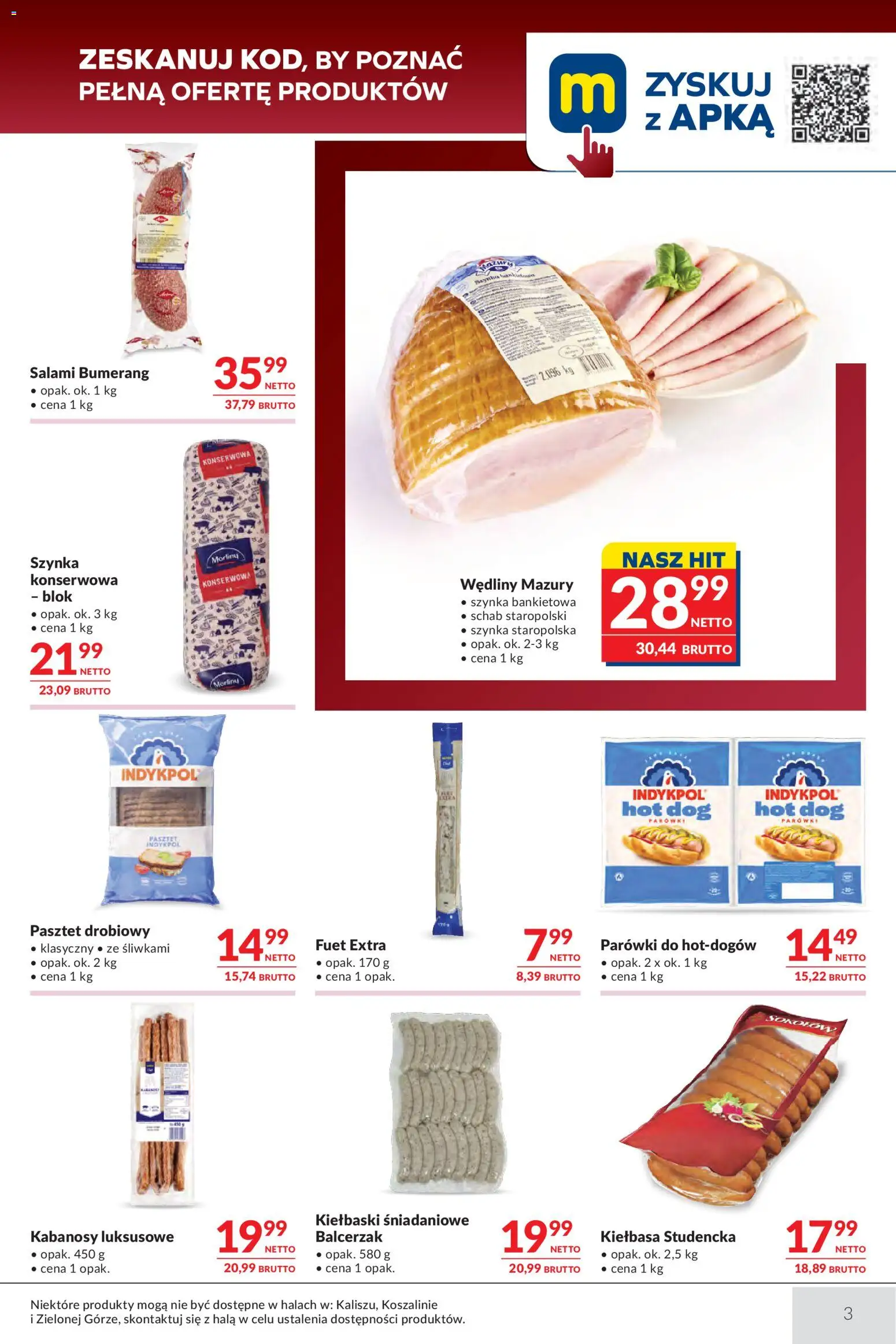 Makro gazetka - Oferta dla gastronomii od 26.05.2026 | Strona: 3 | Produkty: Schab, Kabanosy, Szynka, Wędliny