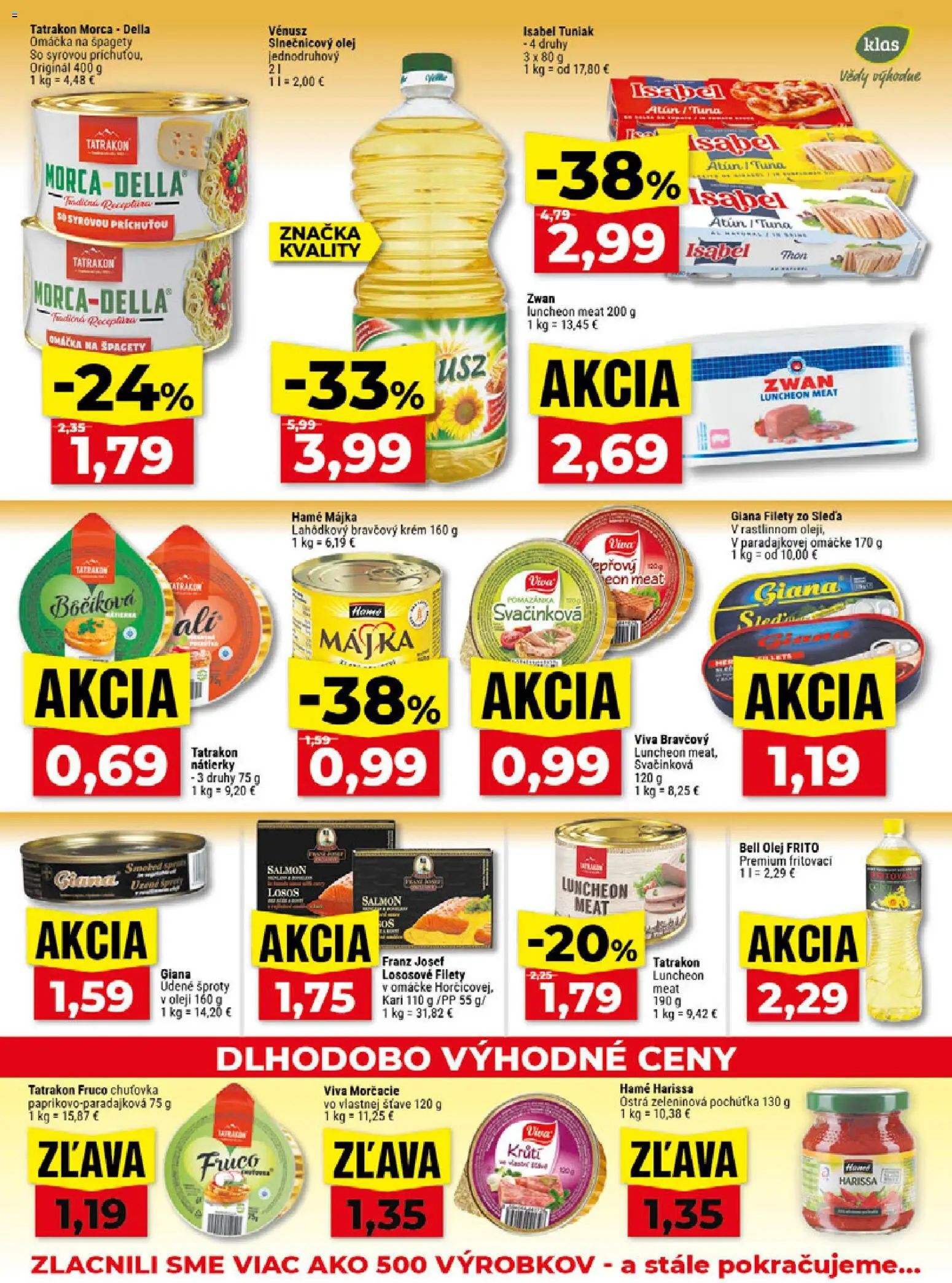 Nové Klas akcie – leták je platný od 07.09.2026 | Strana: 16 | Produkty: Tuniak, Slnečnicový olej, Losos, Omáčka