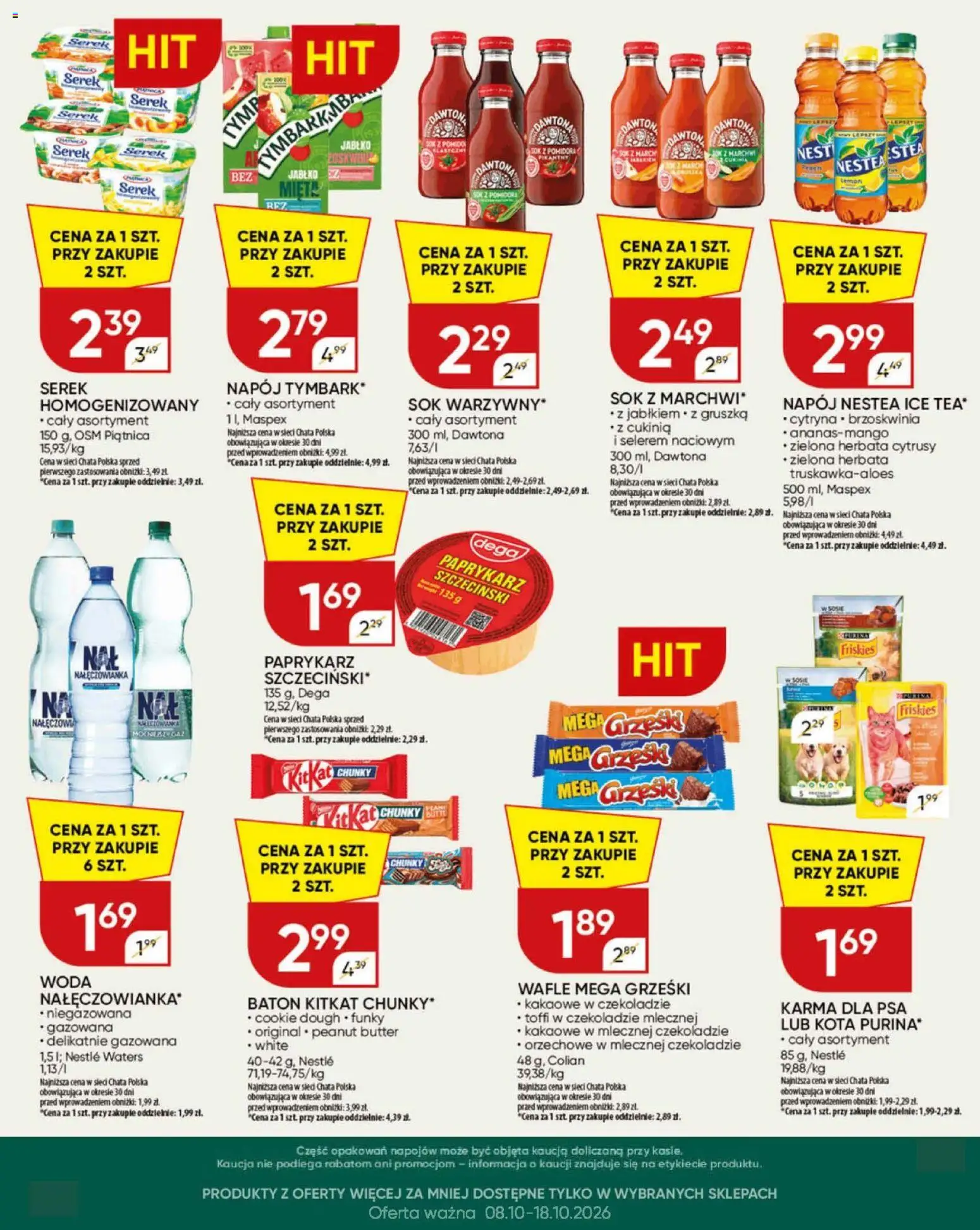 Chata Polska gazetka od 08.10.2026 | Strona: 22 | Produkty: Brzoskwinia, Paprykarz szczeciński, Cukinia, Herbata