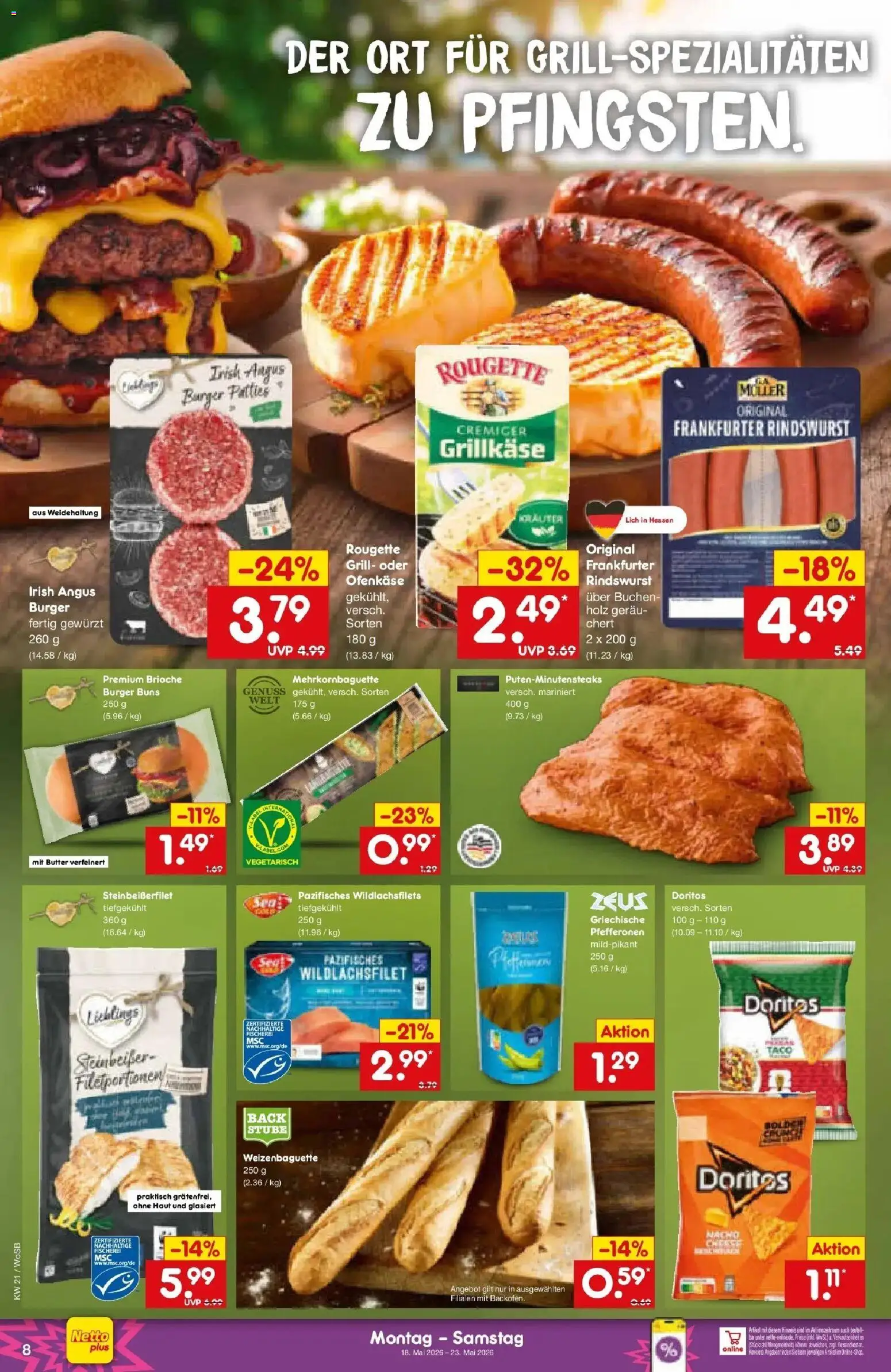 Netto Marken-Discount Prospekt Mannheim	 – gültig ab 17.05.2026 | Seite: 8 | Produkte: Grill, Butter, Burger
