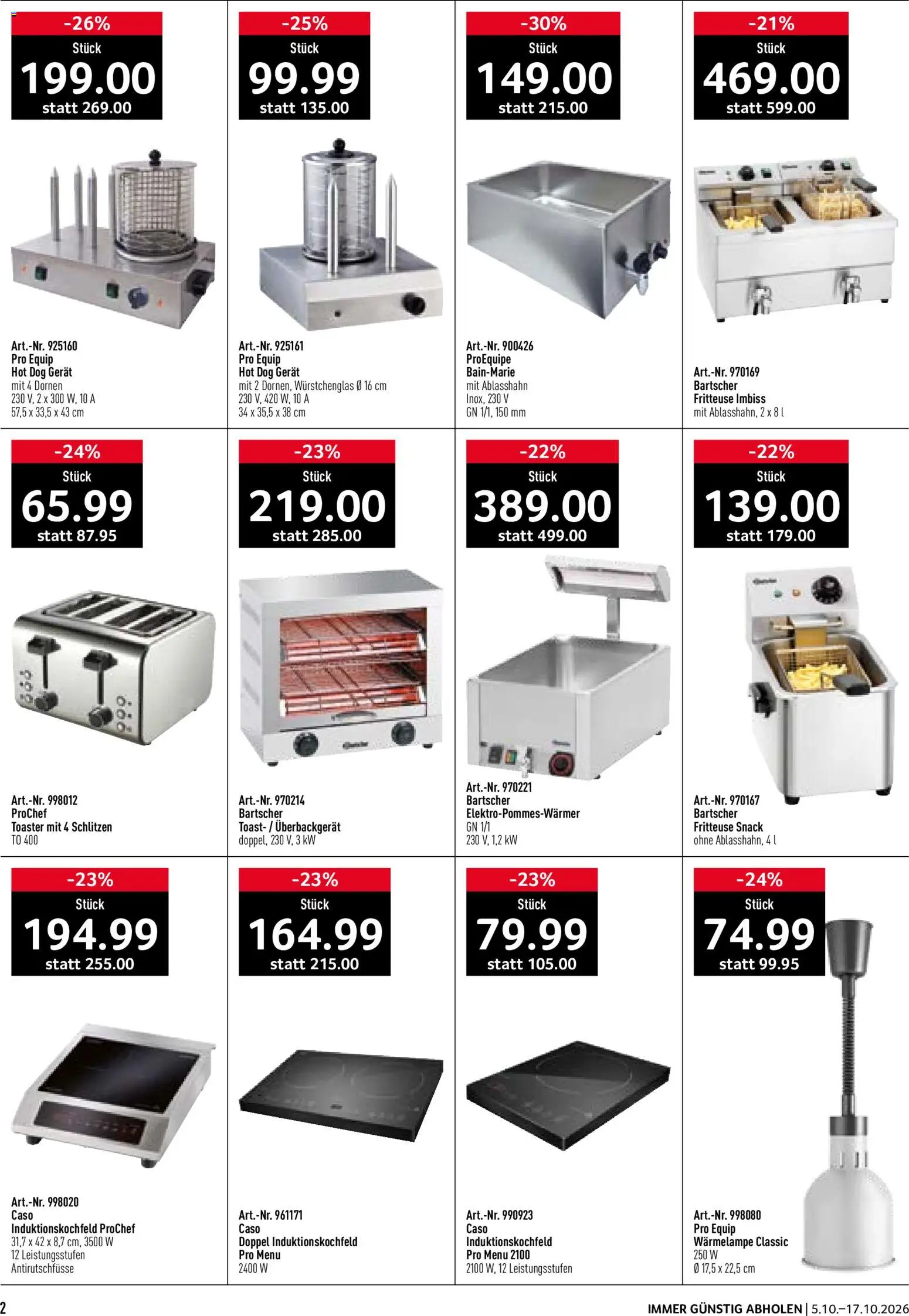 Prodega aktionen Gastronomie – gültig ab 05.10.2026 | Seite: 2 | Produkte: Toaster, Fritteuse
