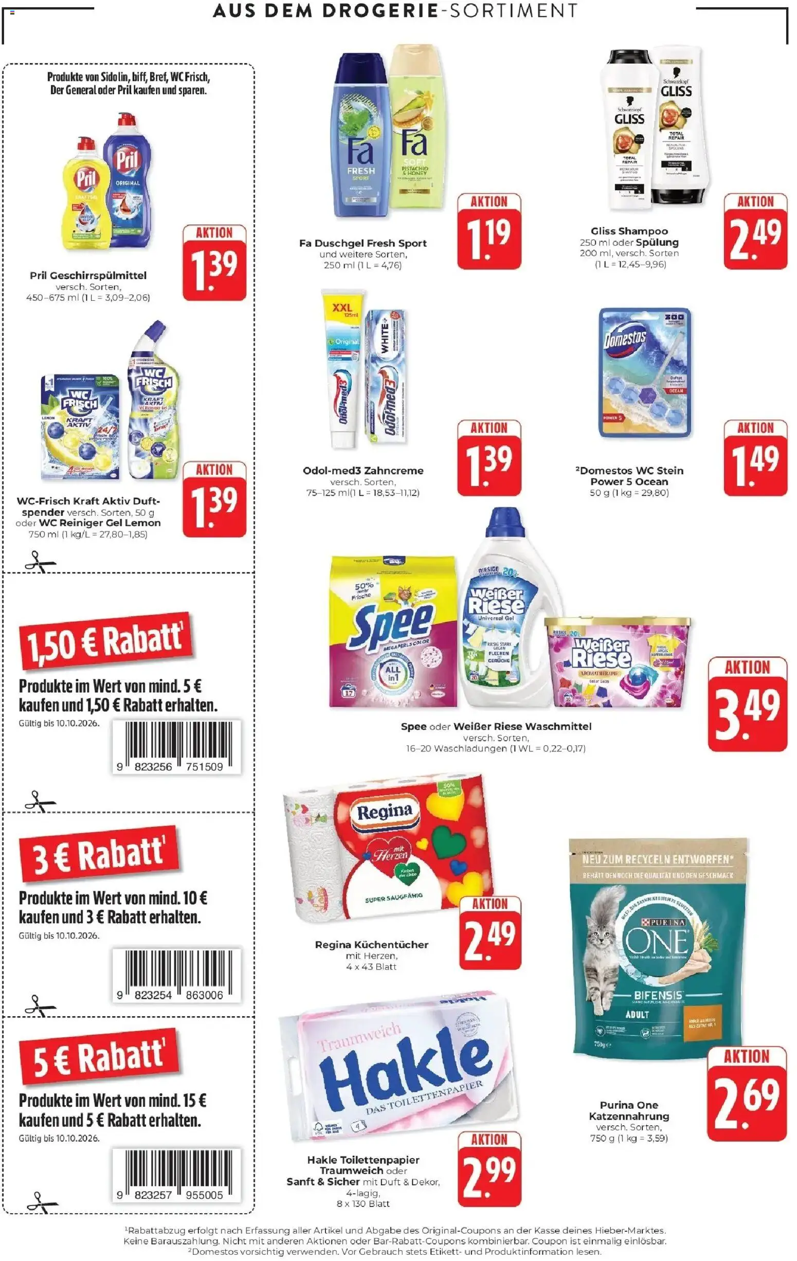 Edeka Prospekt Schliengen (ab 05.10.2026) » Angebote Online | Seite: 17 | Produkte: Fa duschgel, Shampoo, Spülung, Waschmittel