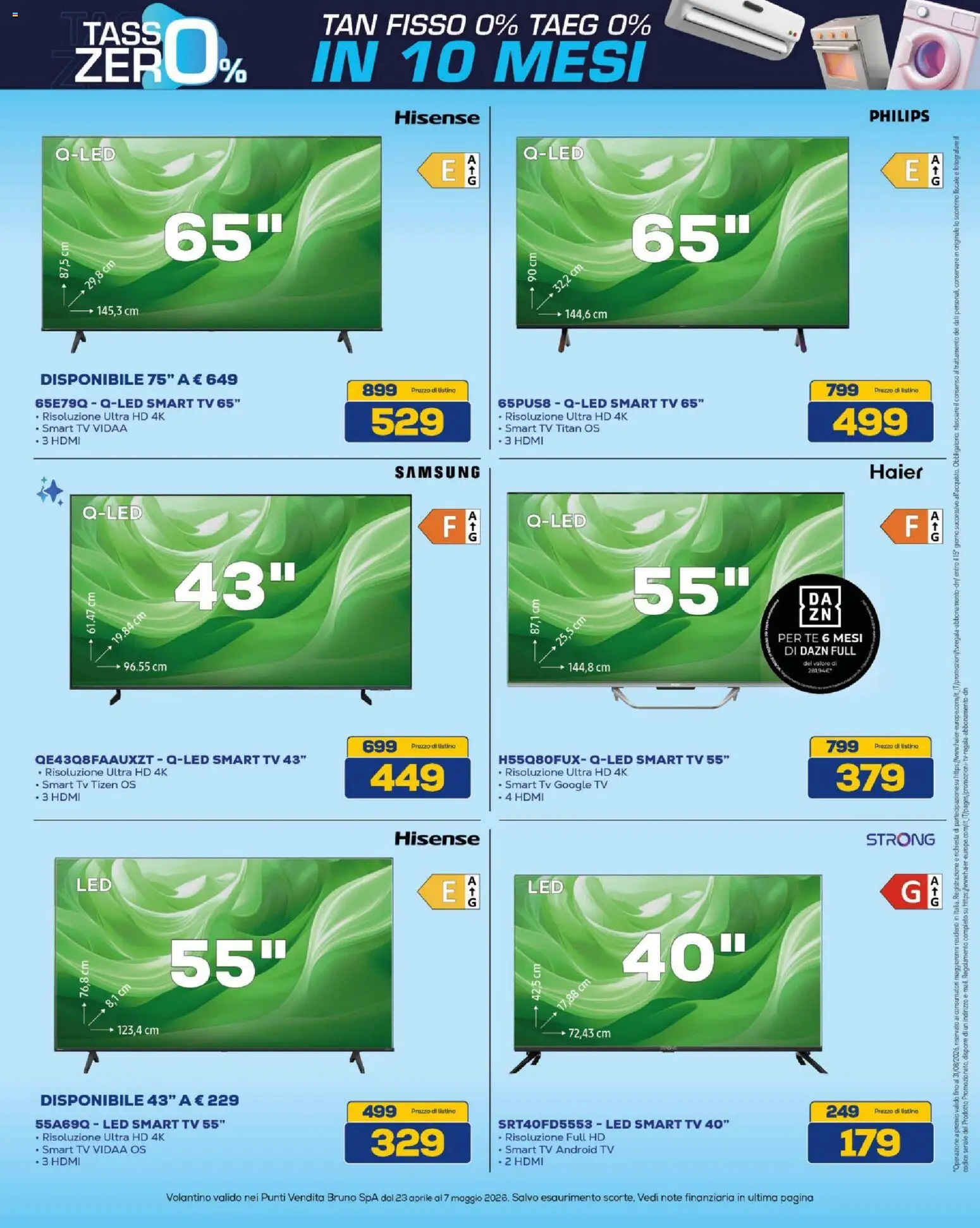 Volantino BRUNO del 23.04.2026 | Pagina: 6 | Prodotti: Tè, smart TV, TV, Samsung