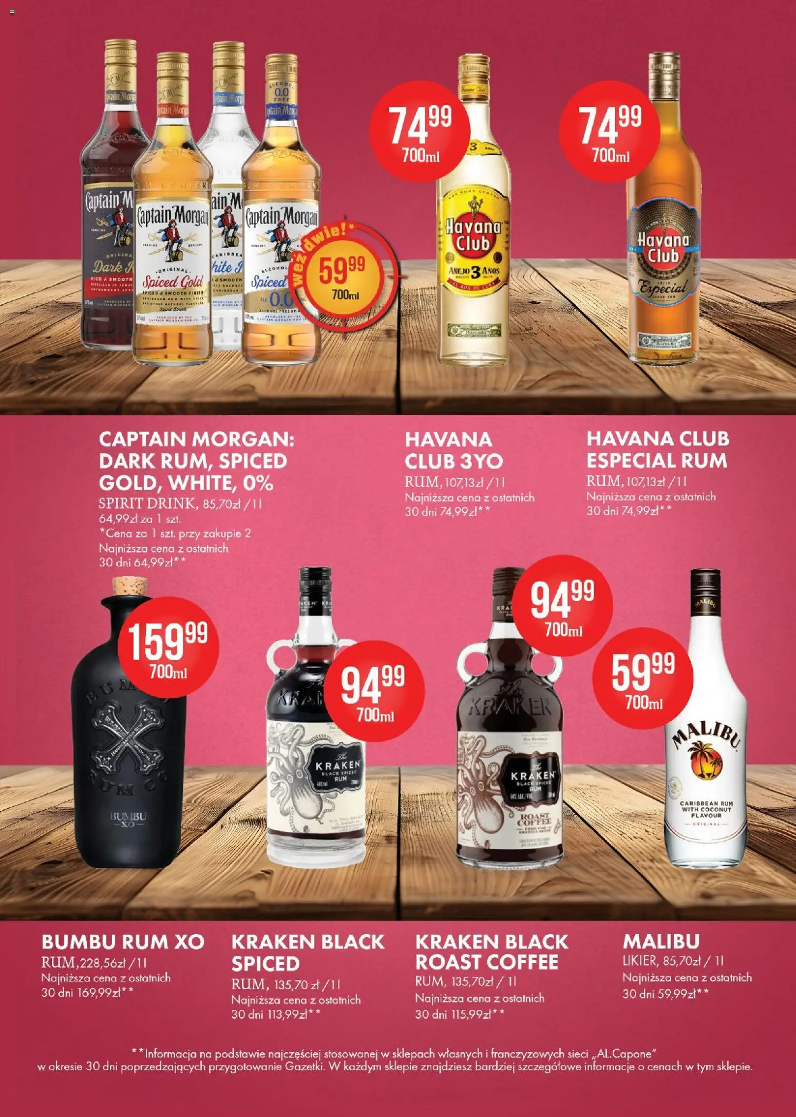 Al.Capone gazetka od 06.07.2026 | Strona: 14 | Produkty: Bumbu Rum, Captain Morgan, Rum, Finish