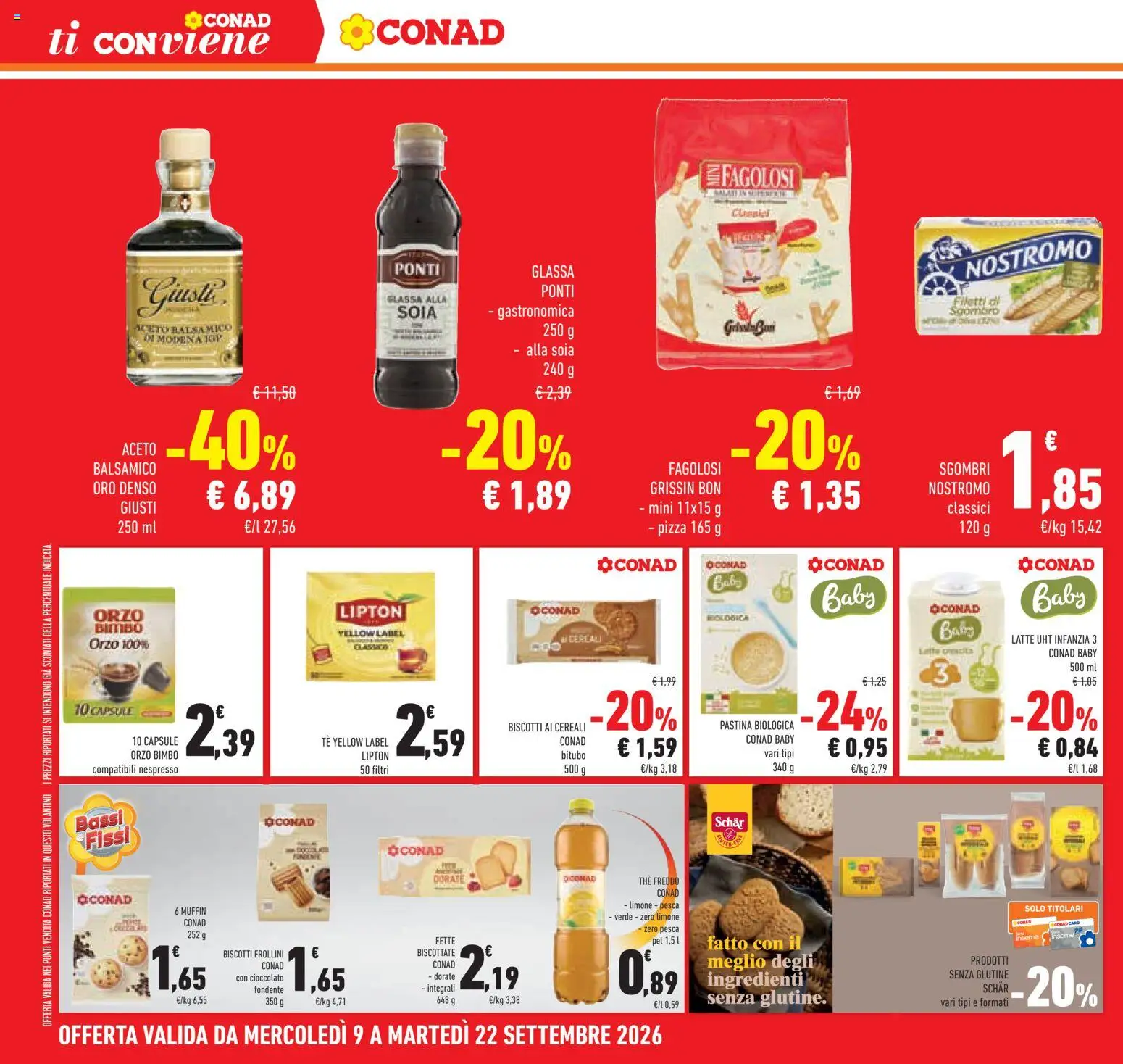 Volantino Conad del 09/09/2026 | Pagina: 18 | Prodotti: Pizza, Pesca, Ingredienti, Frollini
