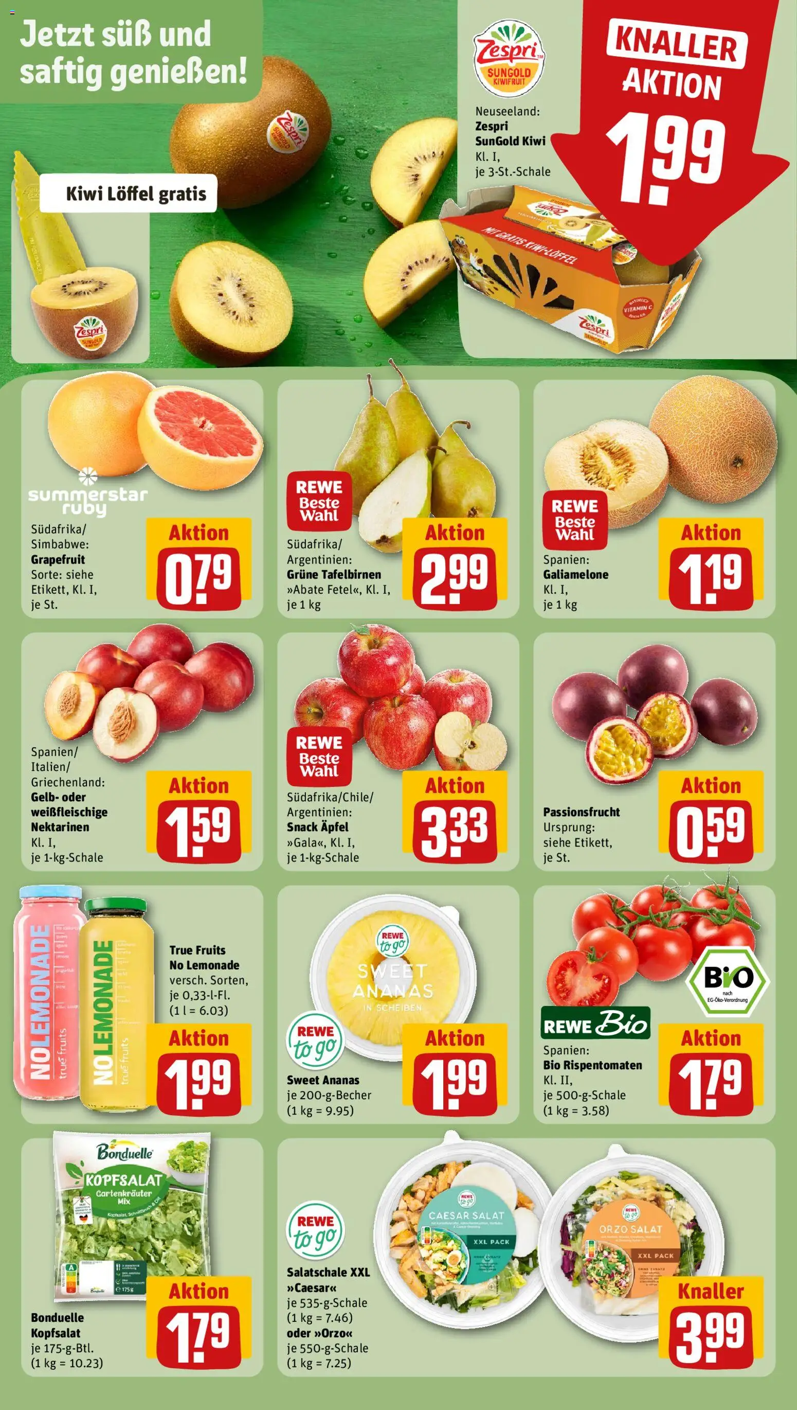 Rewe Prospekt – gültig ab 10.08.2026 | Seite: 4 | Produkte: Nektarinen, Ananas, Grapefruit, Salat