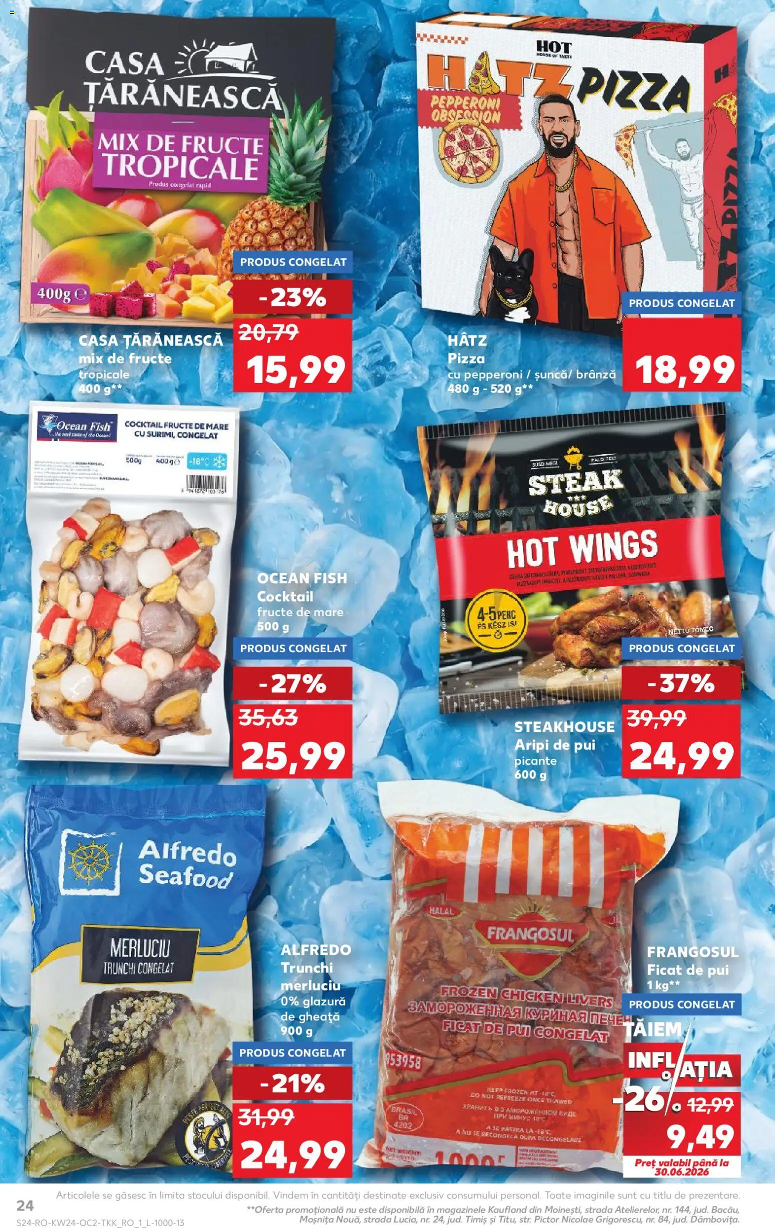 Noul catalog Kaufland – valabil de la 10.06.2026 | Pagină: 24 | Produse: Brânză, Pizza, Cocktail, Fructe