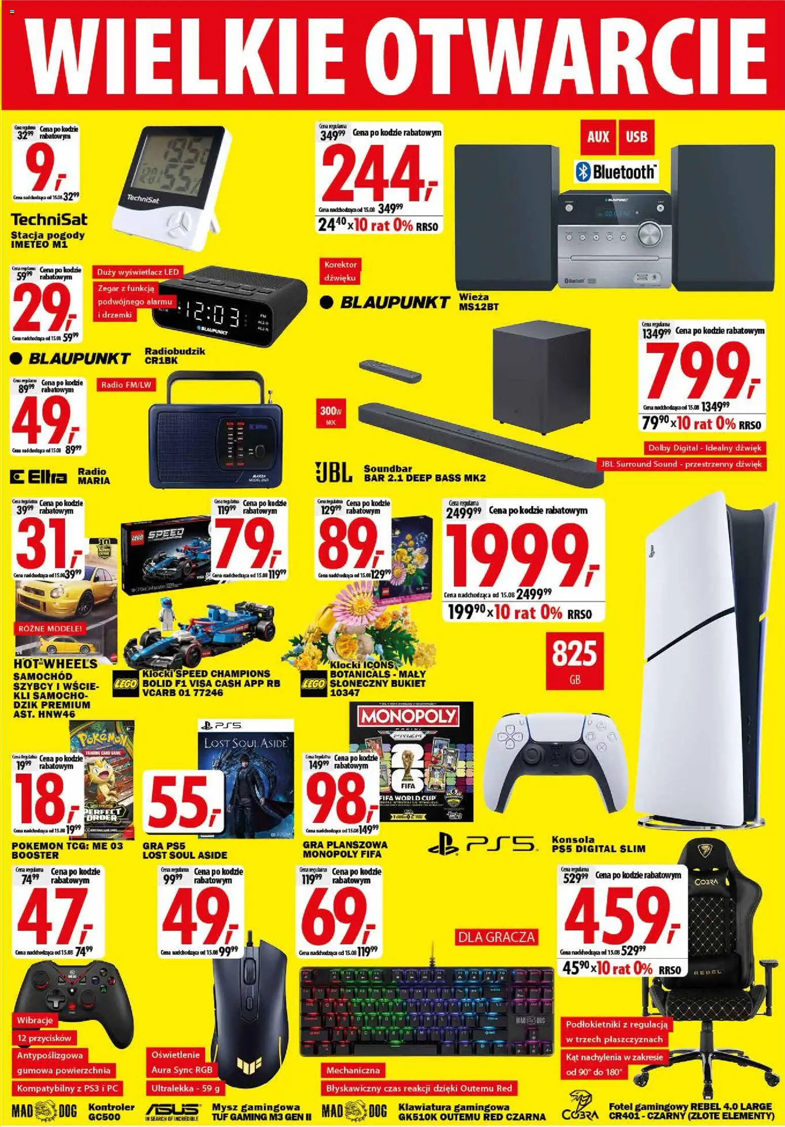 Mediaexpert promocje - Wielkie otwarcie Tychy od 06.08.2026 | Strona: 3 | Produkty: Mysz, Klawiatura, Gra, Fotel