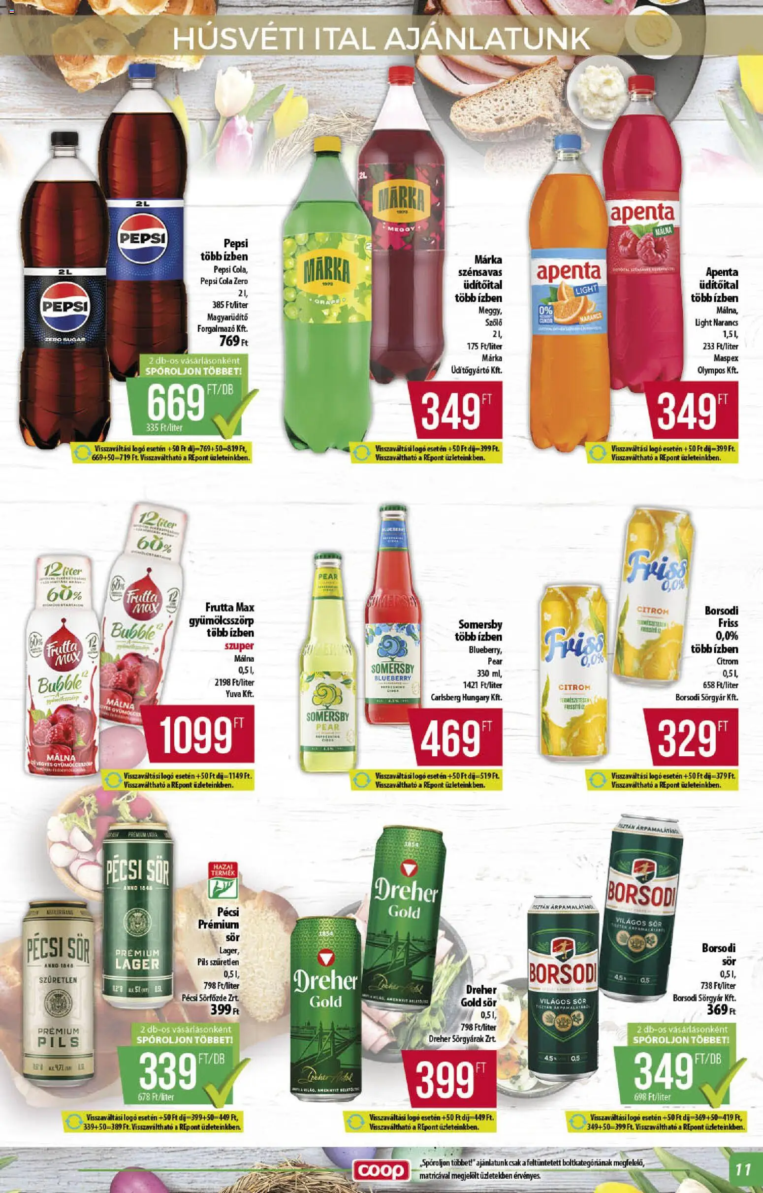 COOP akciós ujság - amely érvényes a következő dátumtól: 26.03.2026 | Oldal: 11 | Termékek: Kiseli krastavci, Meggy, Sör, Narancs